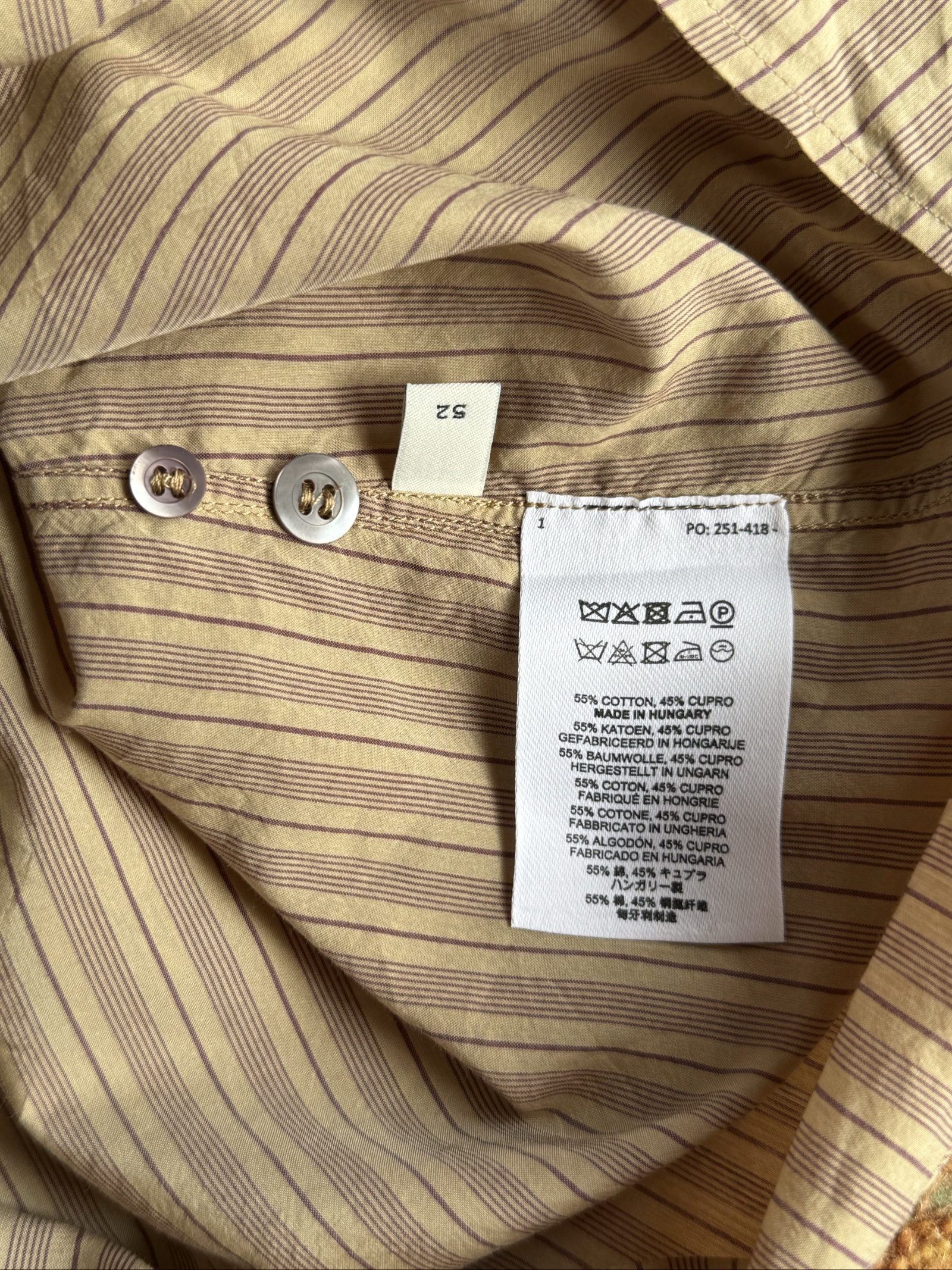 Dries Van Noten Beige & Brown Striped Shirt Size 52 Cotton & Cupro image 5
