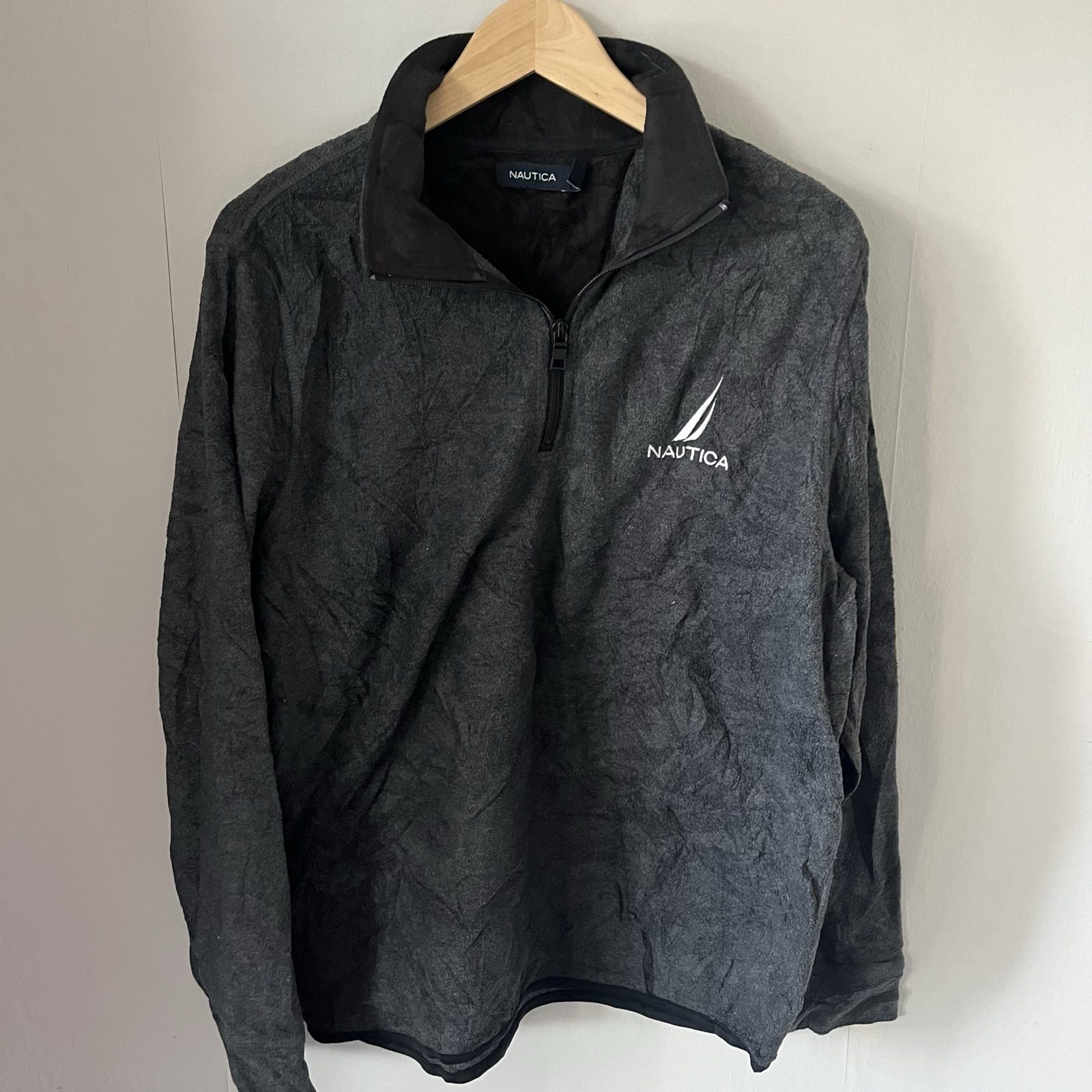 Nautica Men's Charcoal Grey 1/4 Zip Fleece Large