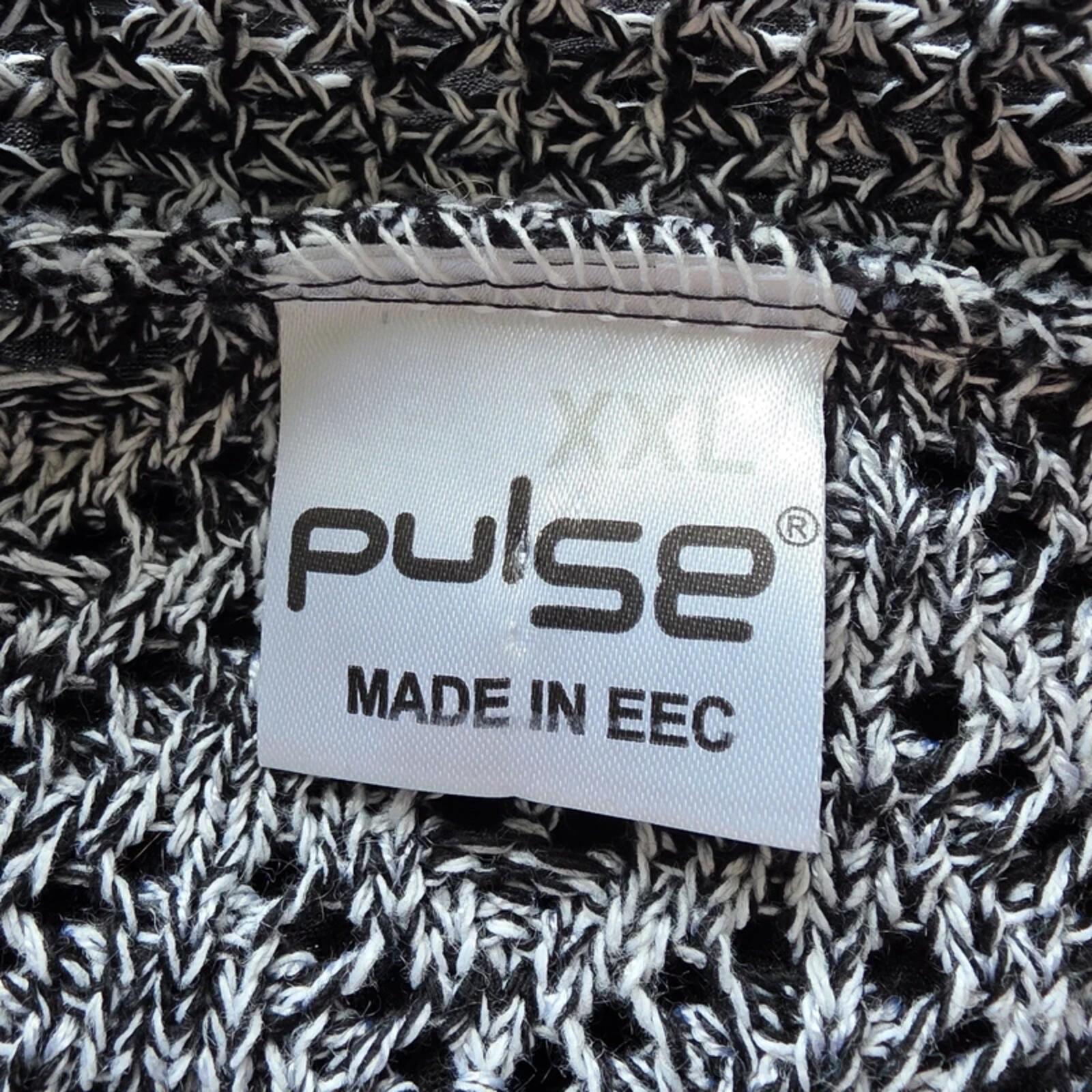 Pulse Black White Marled Knit Tie Front Cardigan Vintage UK 16 18 image 5