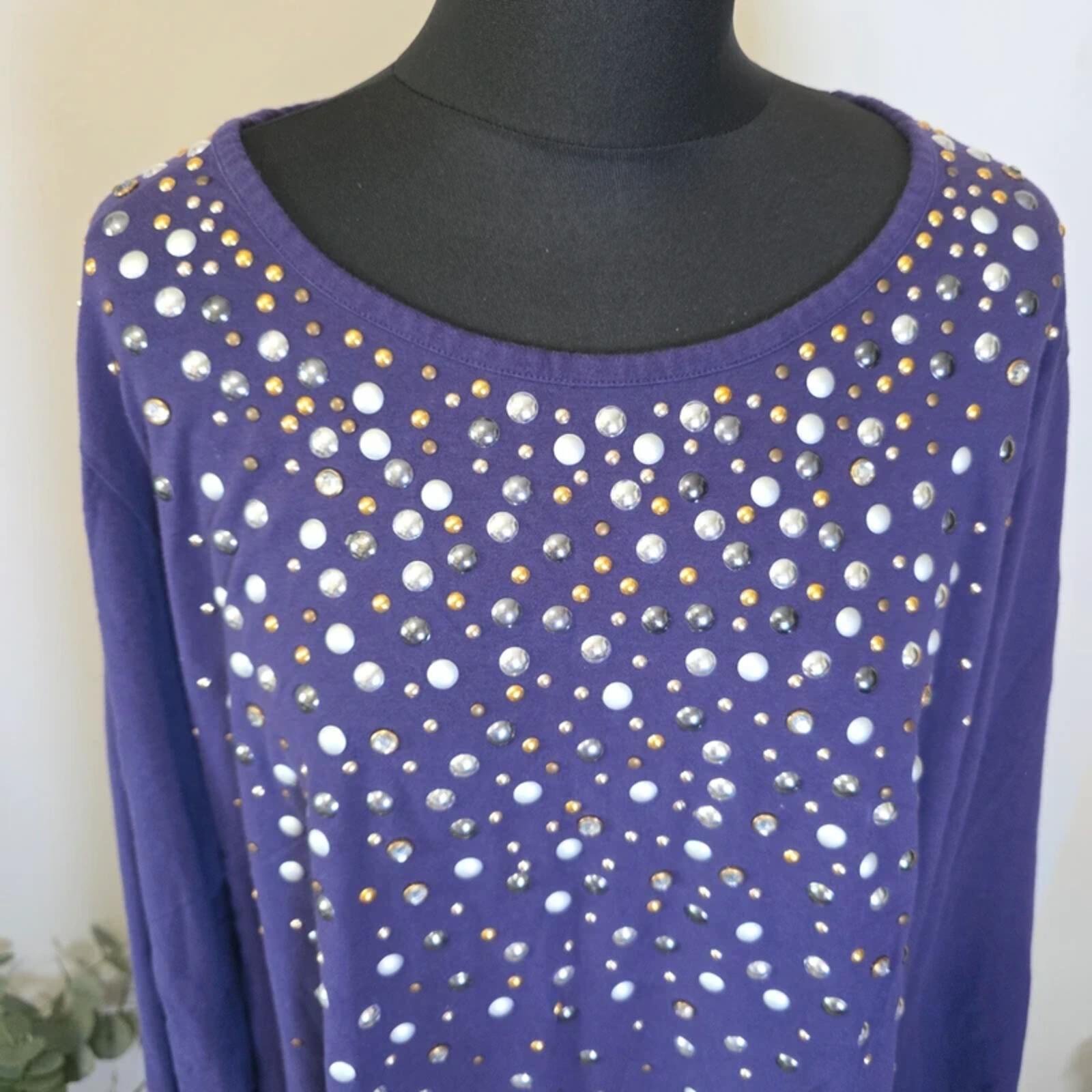 DG2 Diane Gilman Purple Embellished Tunic Top 2XL image 2