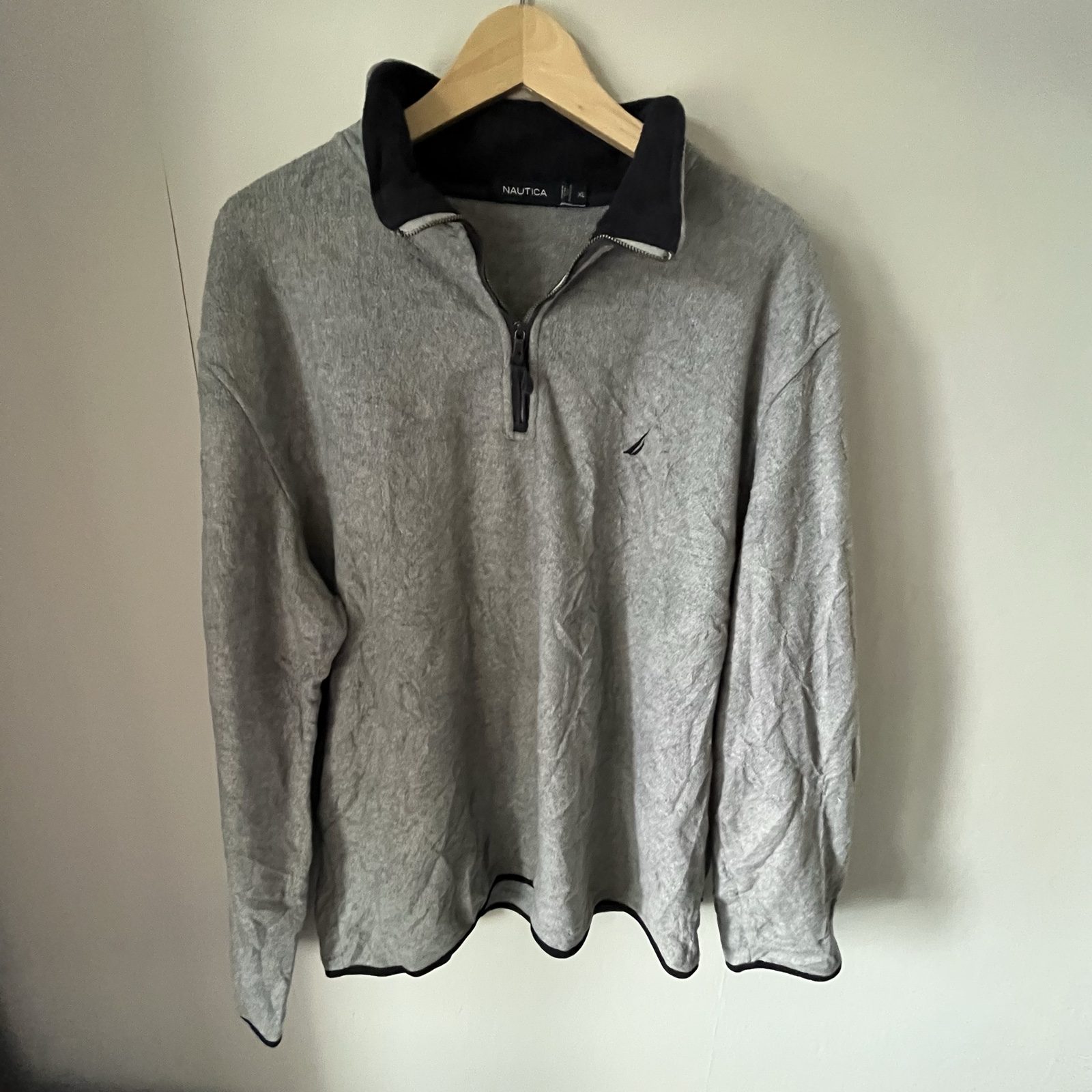 Nautica Men's Grey & Black Half-Zip Polar Fleece XL