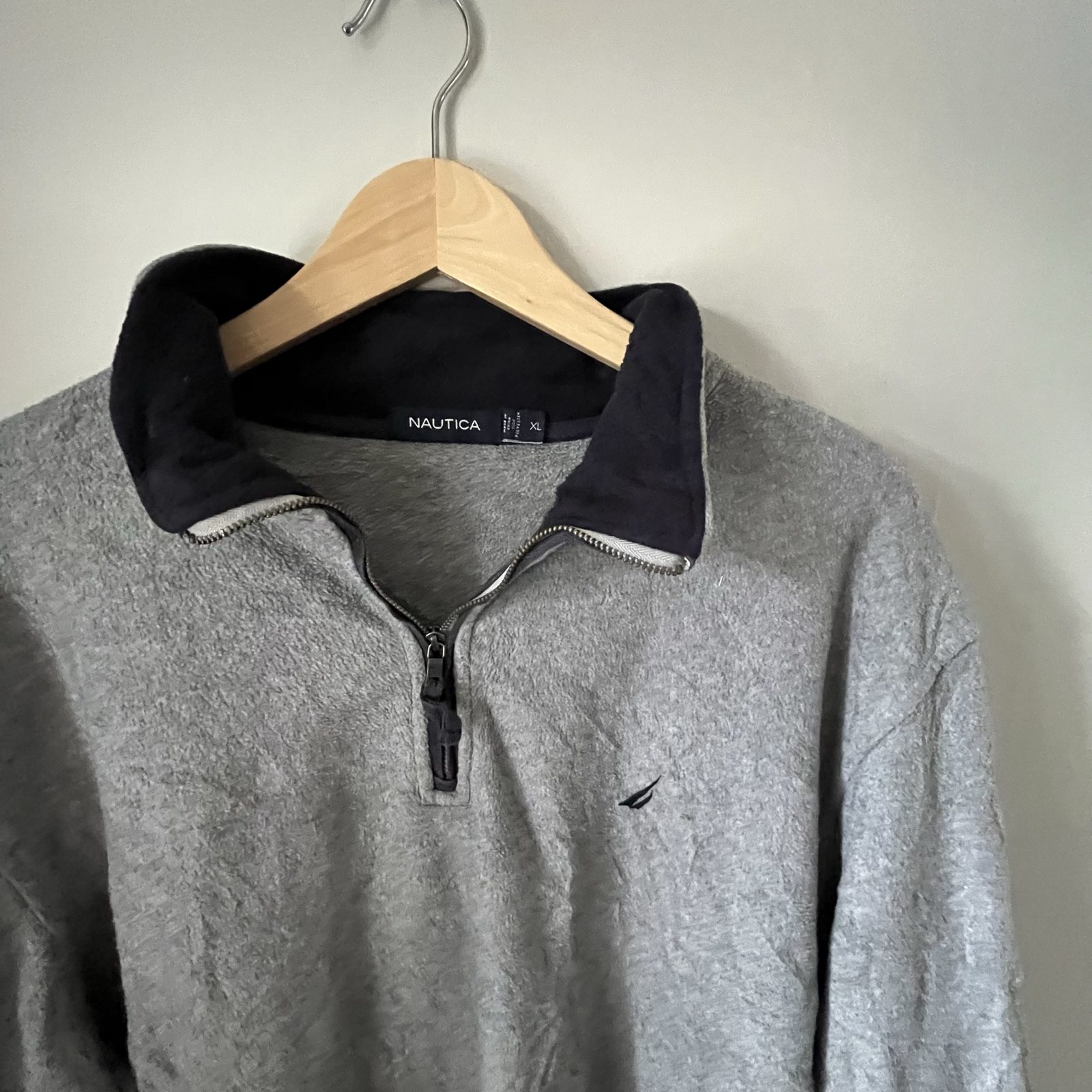 Nautica Men's Grey & Black Half-Zip Polar Fleece XL image 2