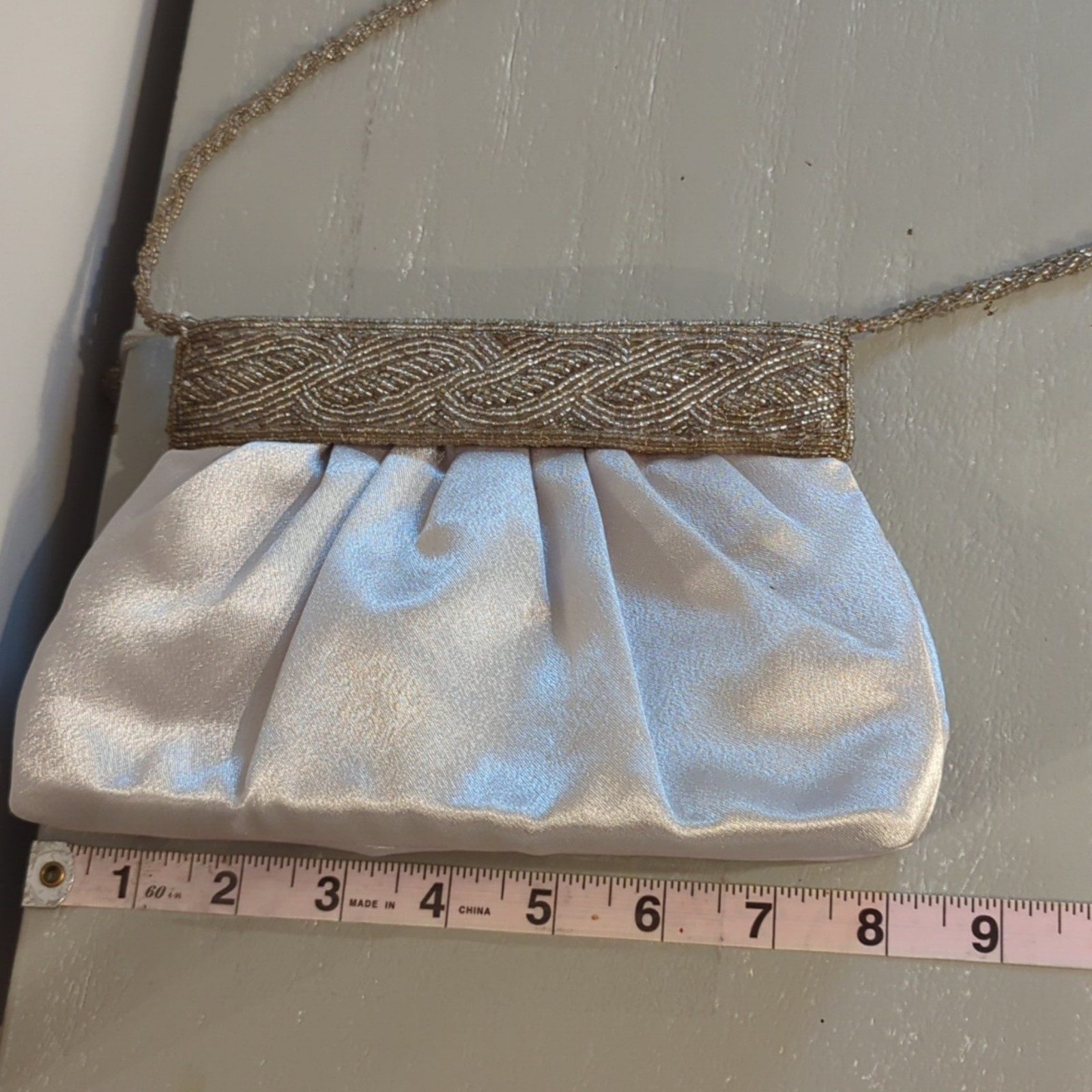 Beaded White Satin Evening Bag image 5