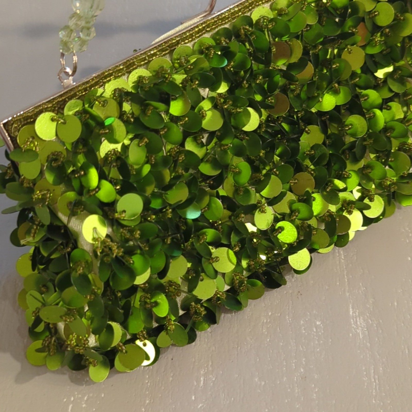 Green Sequin Beaded Evening Bag 11 inch image 2