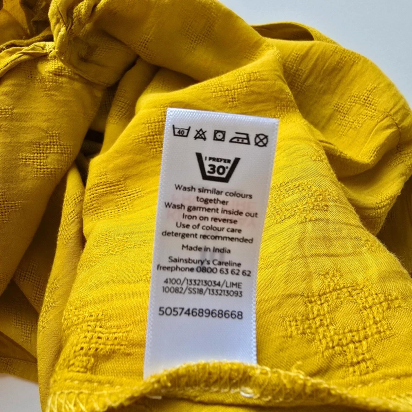 TU Mustard Yellow Sleeveless Tie Front Blouse Top UK14 Boho Summer image 6