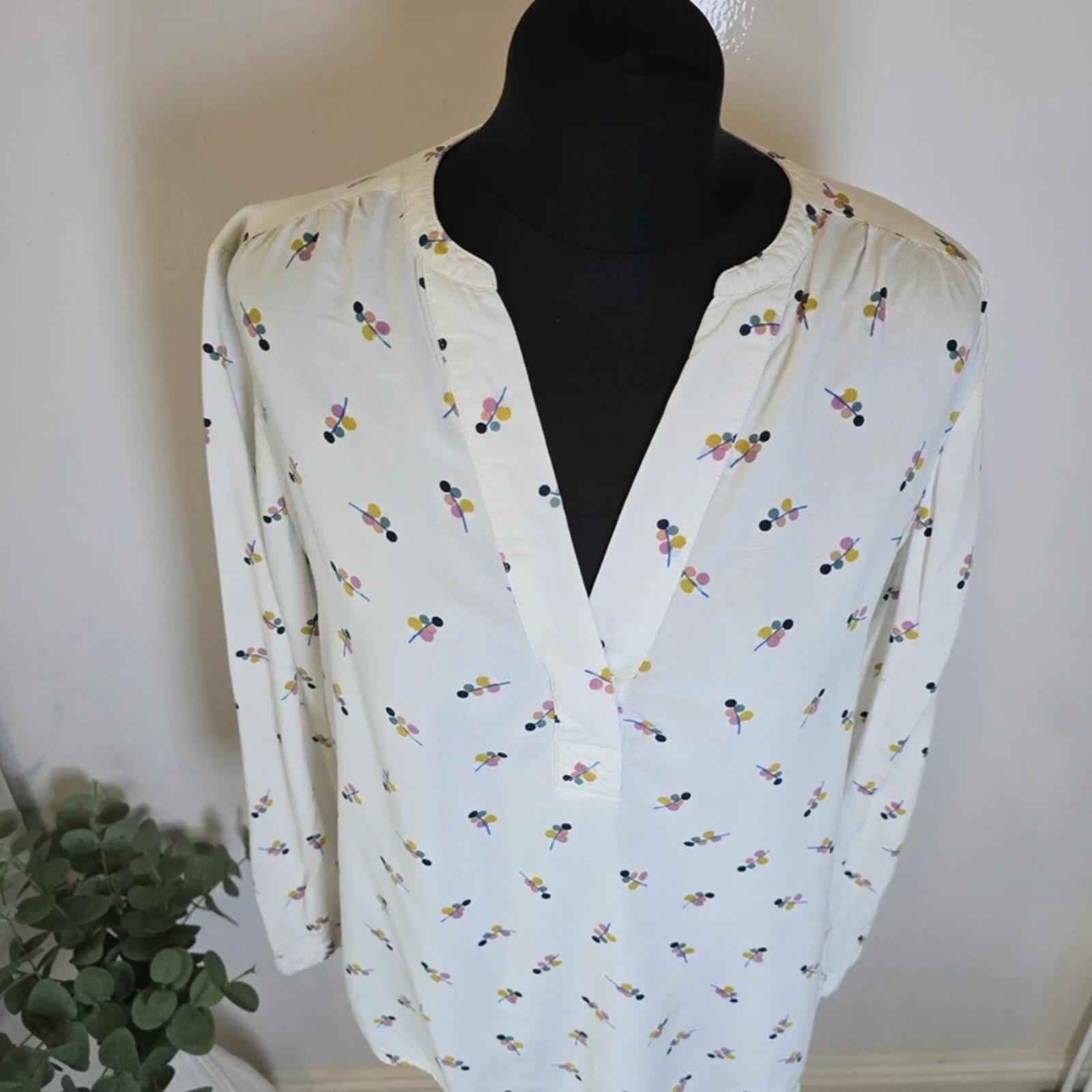 Crew Clothing Company White Print Blouse Top Size 12 Viscose image 2