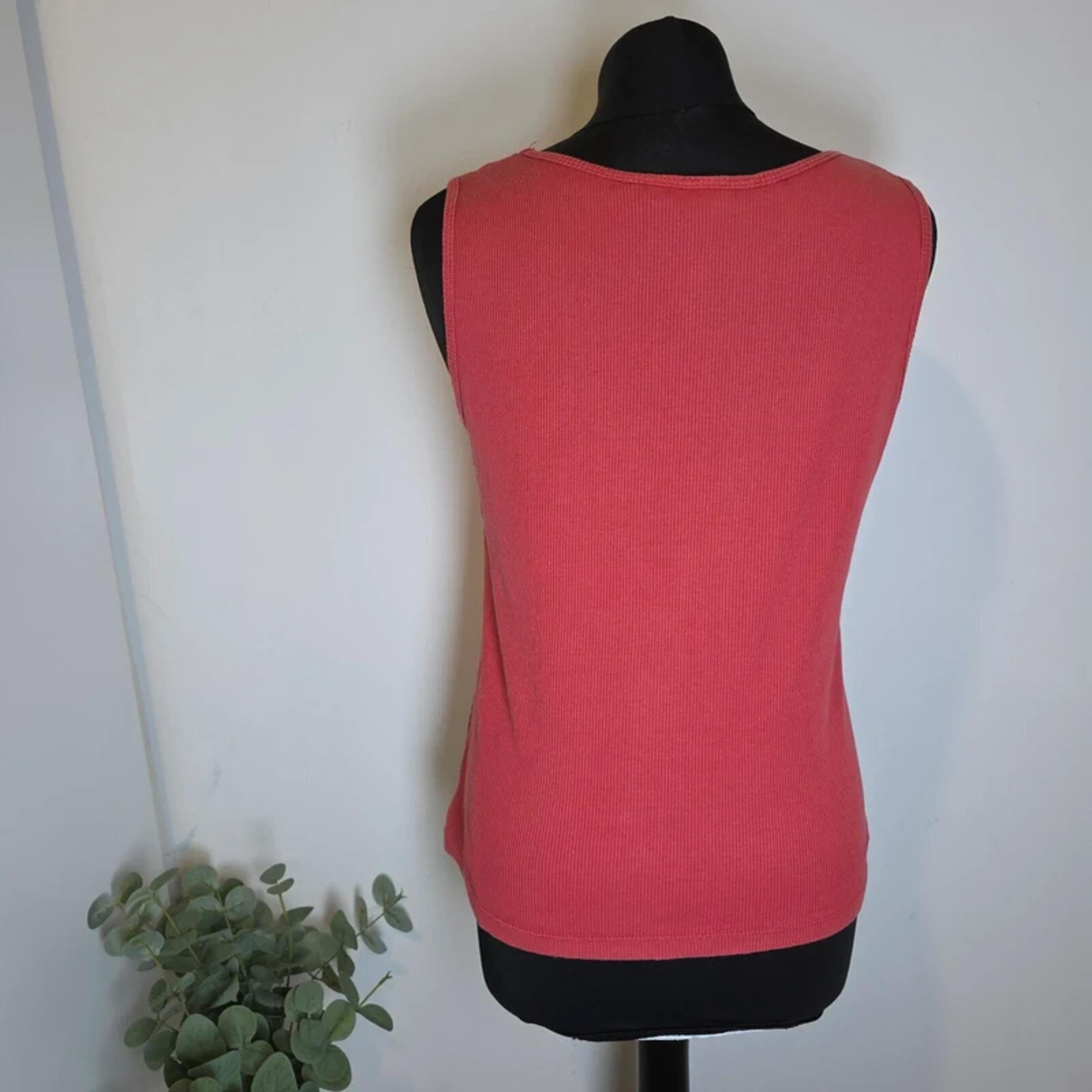 TU Coral Pink Embellished Ribbed Vest Top Size 18 image 3