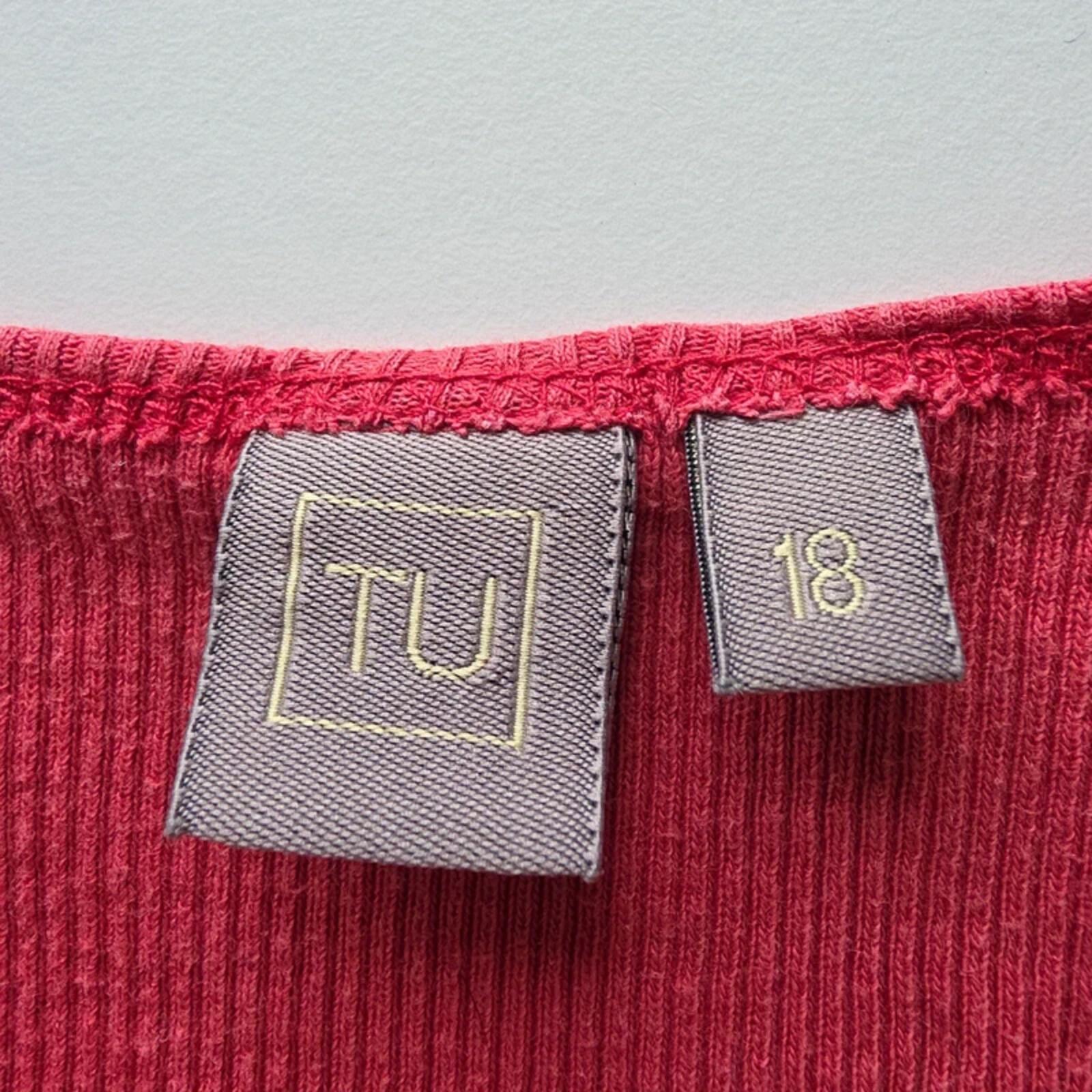 TU Coral Pink Embellished Ribbed Vest Top Size 18 image 5