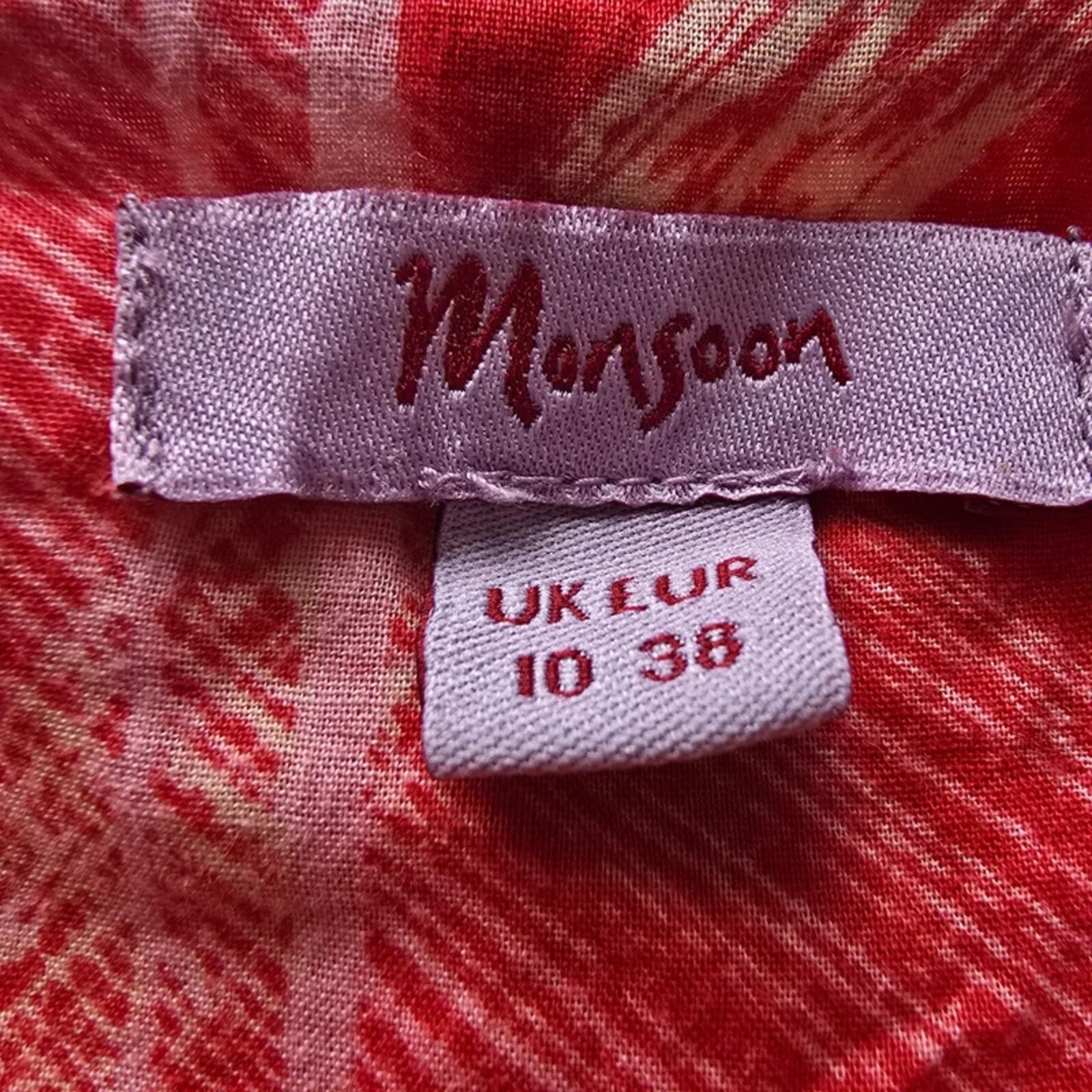 Y2K Monsoon Red Abstract Button Front Midi Skirt UK 10 Boho Indie image 7
