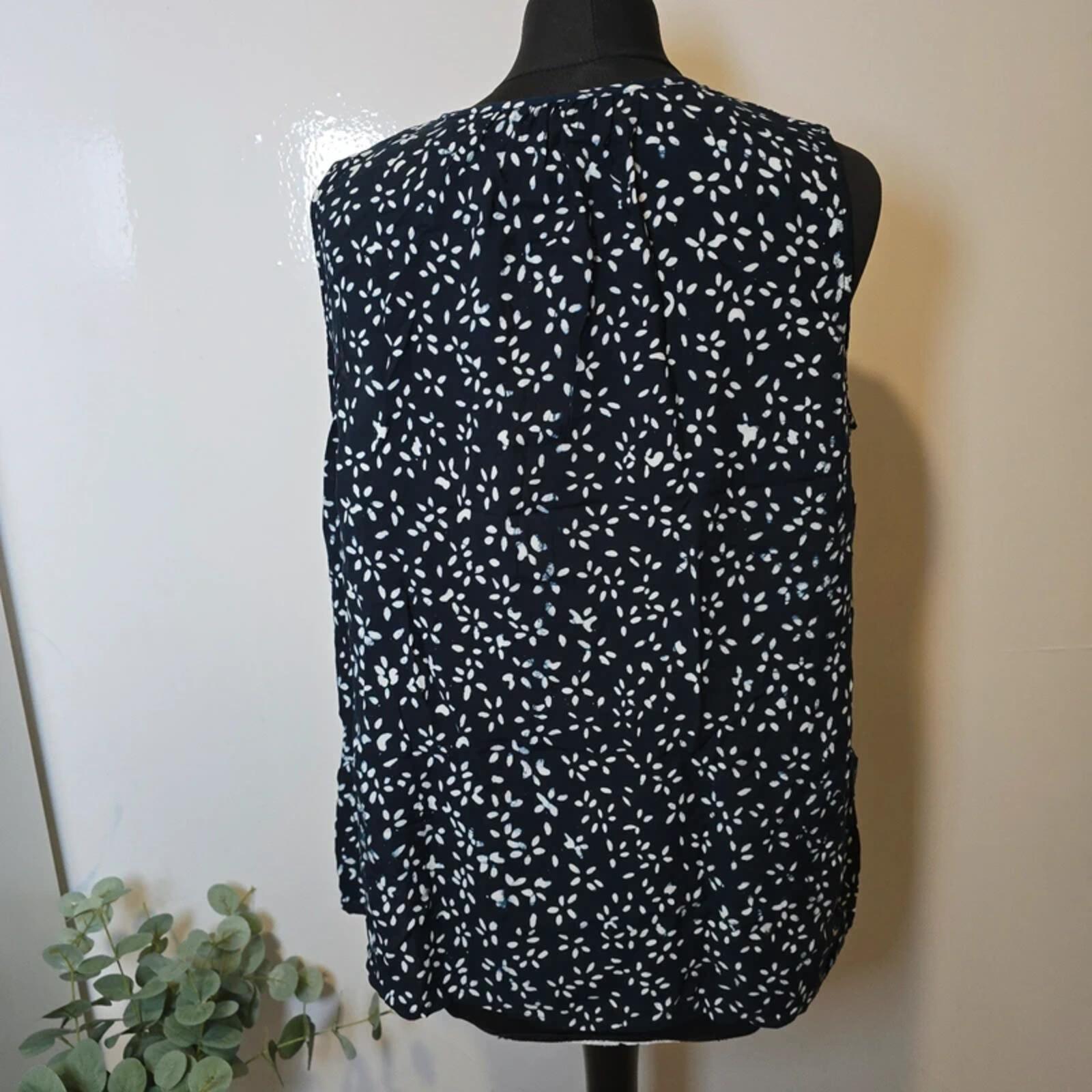 Monsoon Boho Tassel Blouse Navy White Embroidered Size L image 3