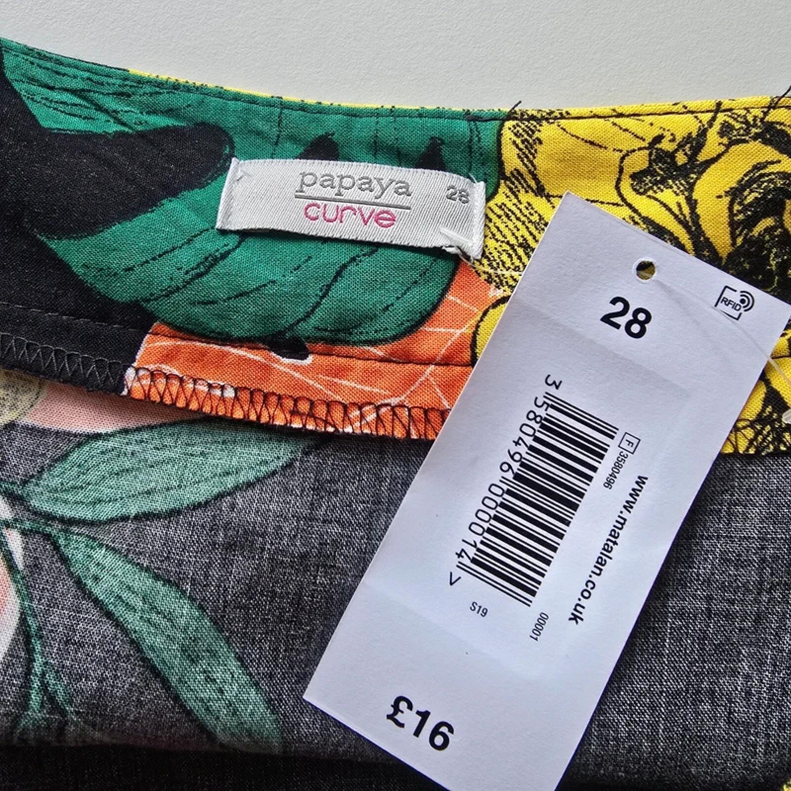 Papaya Curve Black Tropical Print Wrap Style Midi Skirt Ruffle NWT Size 28 image 4