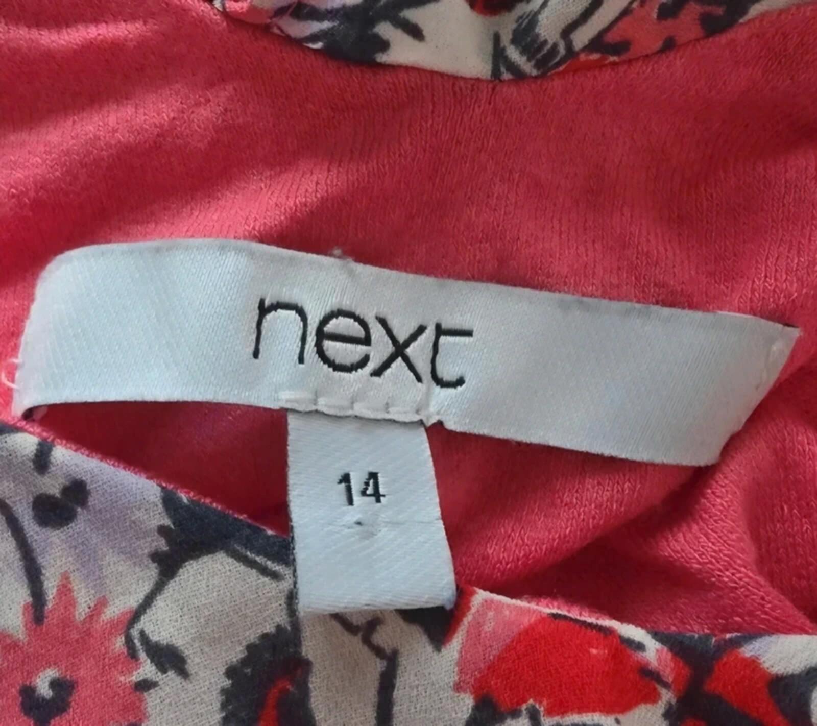 Next Floral Chiffon Layered Top Sequin Strap Coral Lining Size 14 image 6