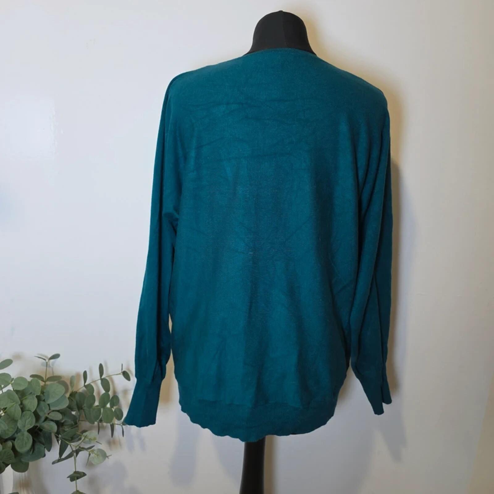 Monsoon Star Embellished V Neck Jumper Teal Fairycore Soft Knit M image 3