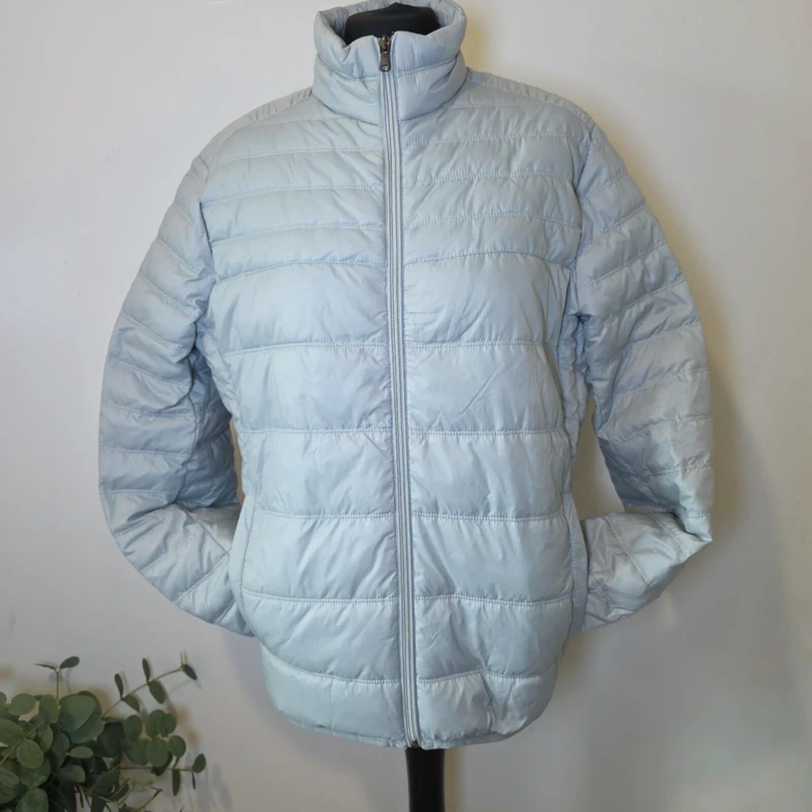 Michael Kors Puffer Jacket Light Blue/Grey Quilted Zip Up Lightweight Coat M