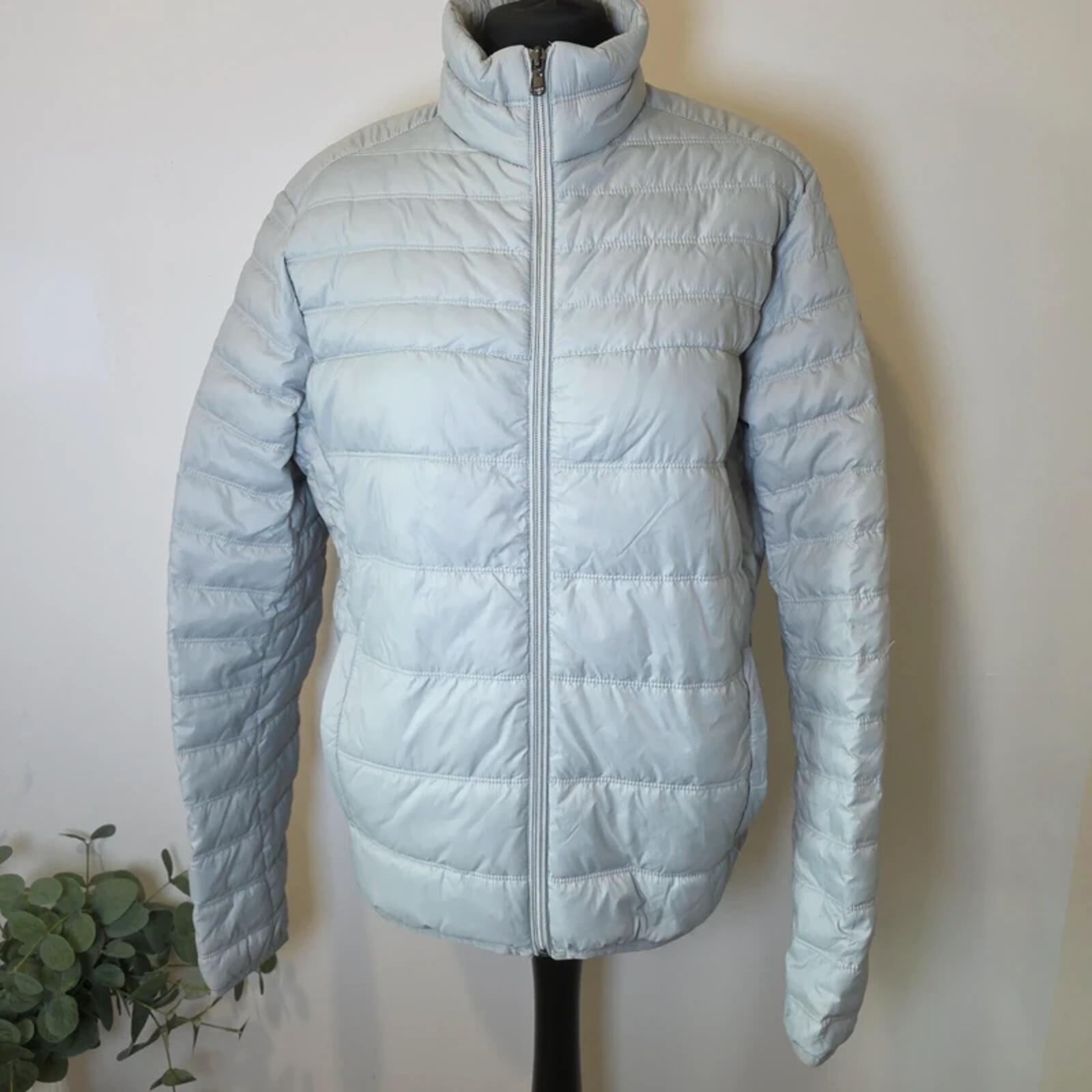 Michael Kors Puffer Jacket Light Blue/Grey Quilted Zip Up Lightweight Coat M image 2