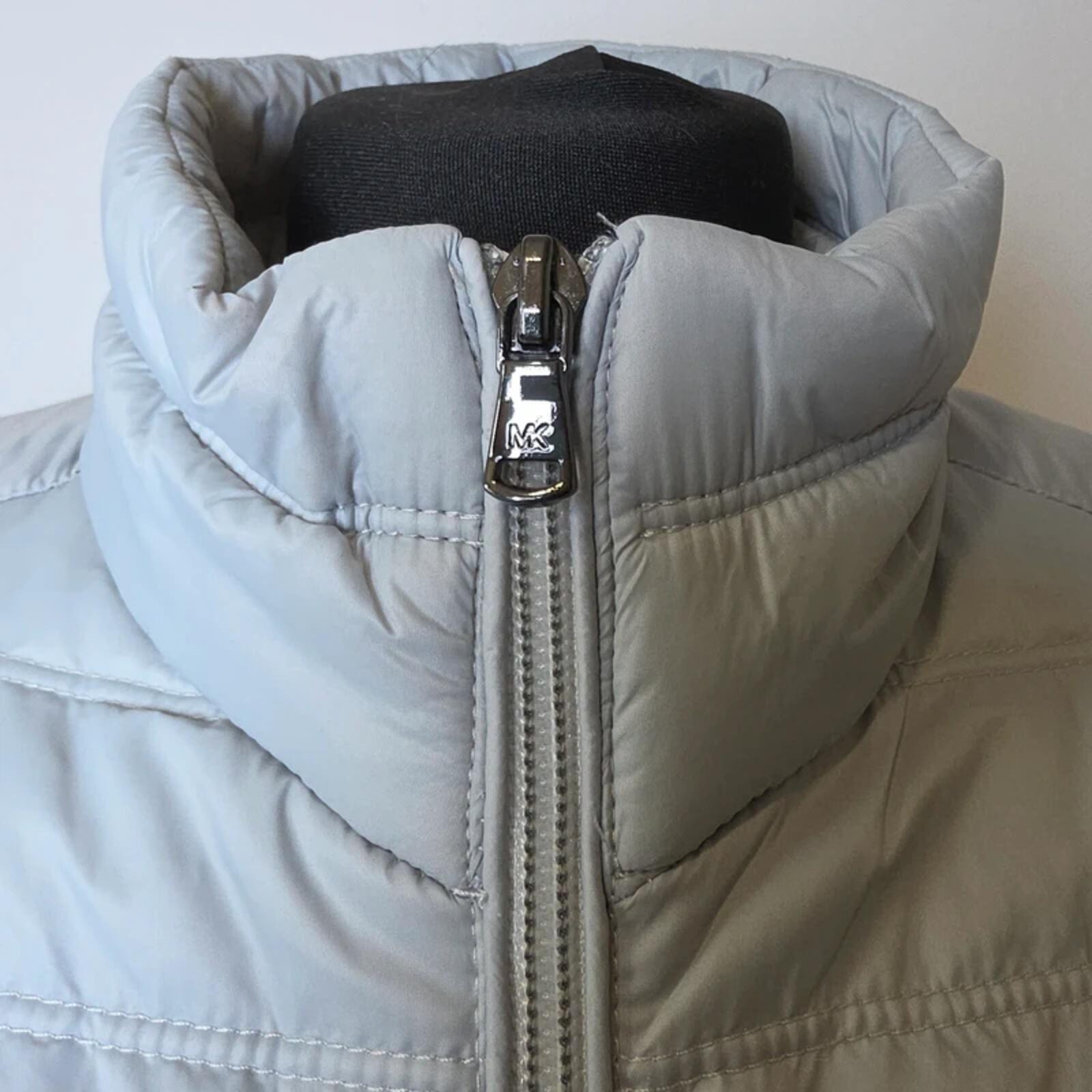 Michael Kors Puffer Jacket Light Blue/Grey Quilted Zip Up Lightweight Coat M image 3