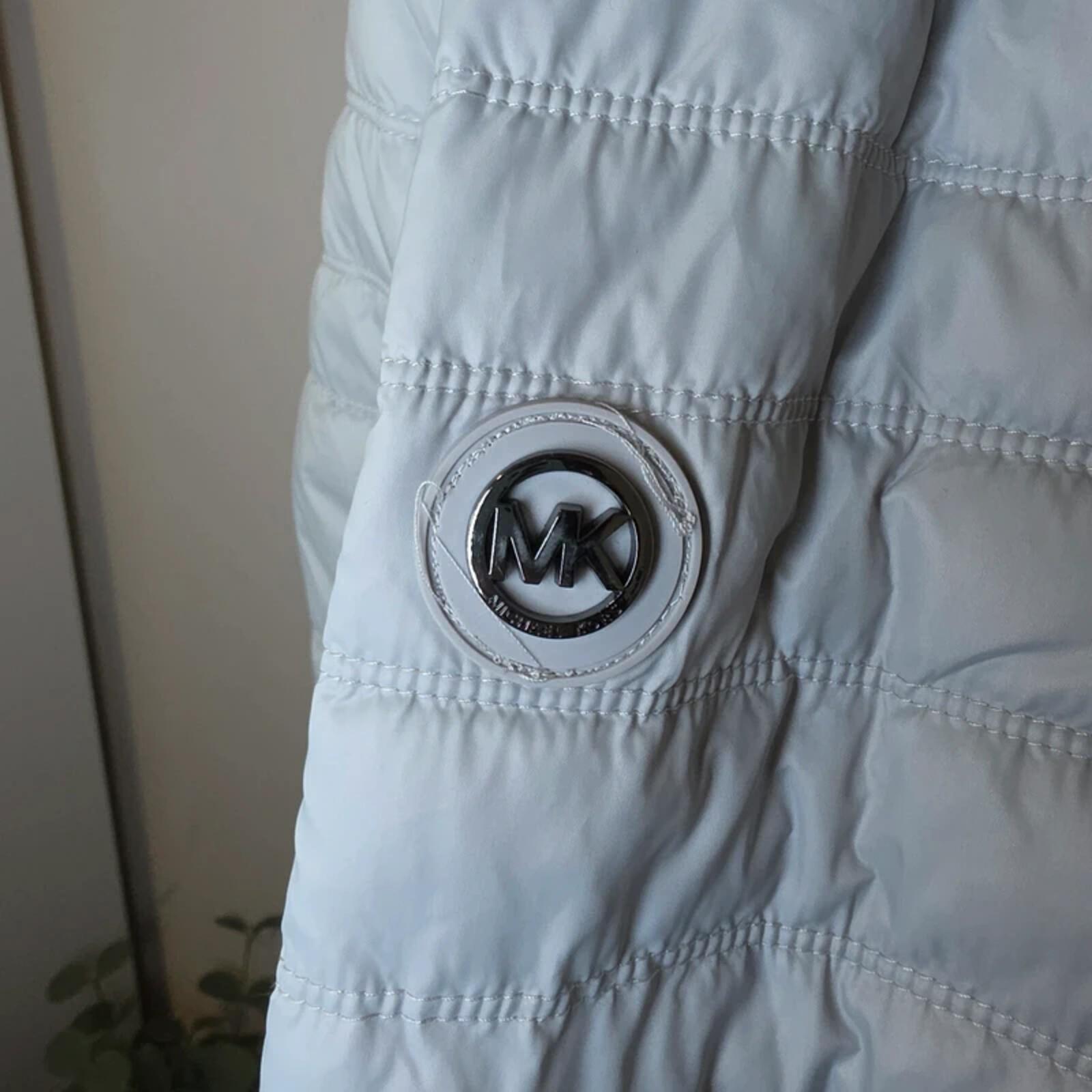 Michael Kors Puffer Jacket Light Blue/Grey Quilted Zip Up Lightweight Coat M image 4