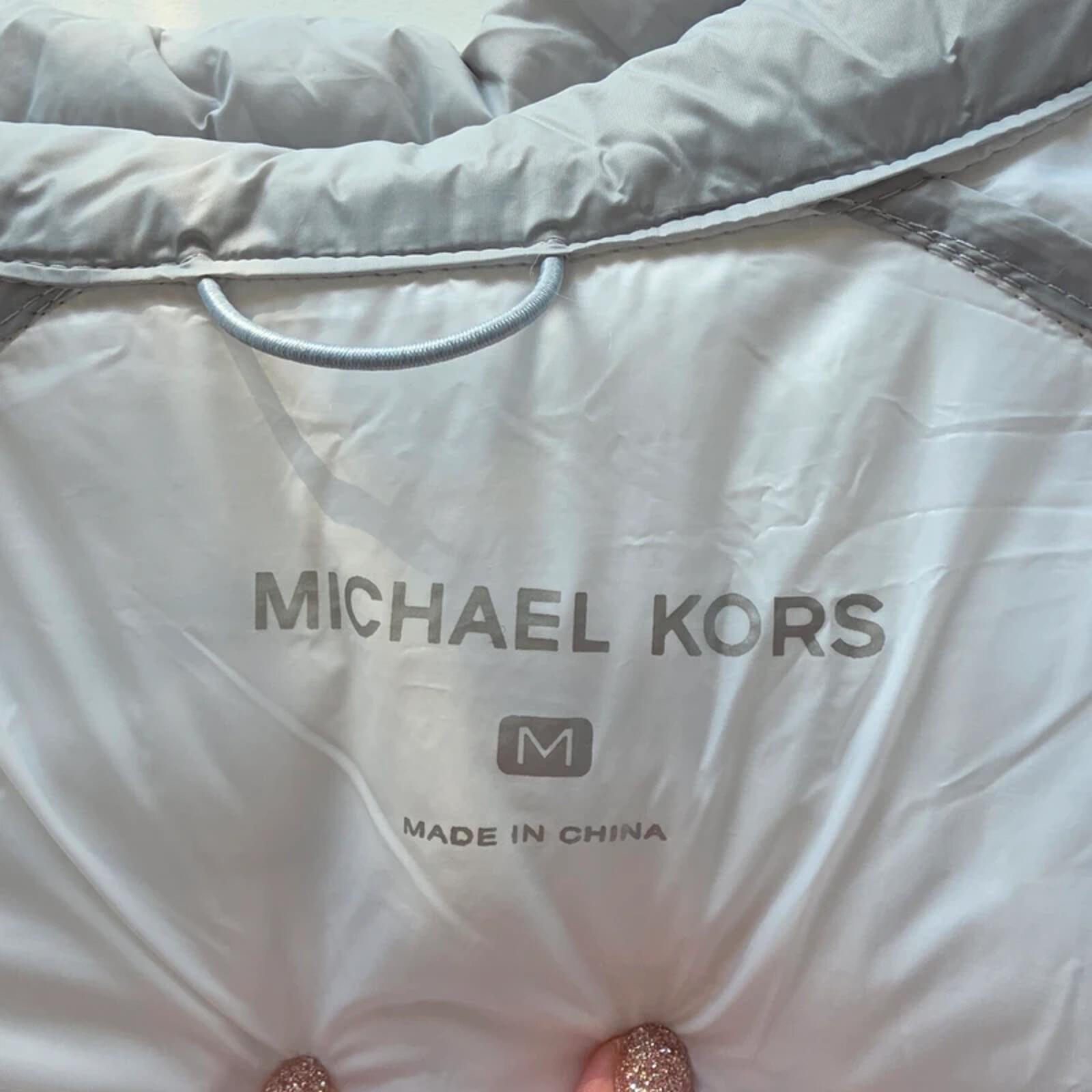 Michael Kors Puffer Jacket Light Blue/Grey Quilted Zip Up Lightweight Coat M image 8
