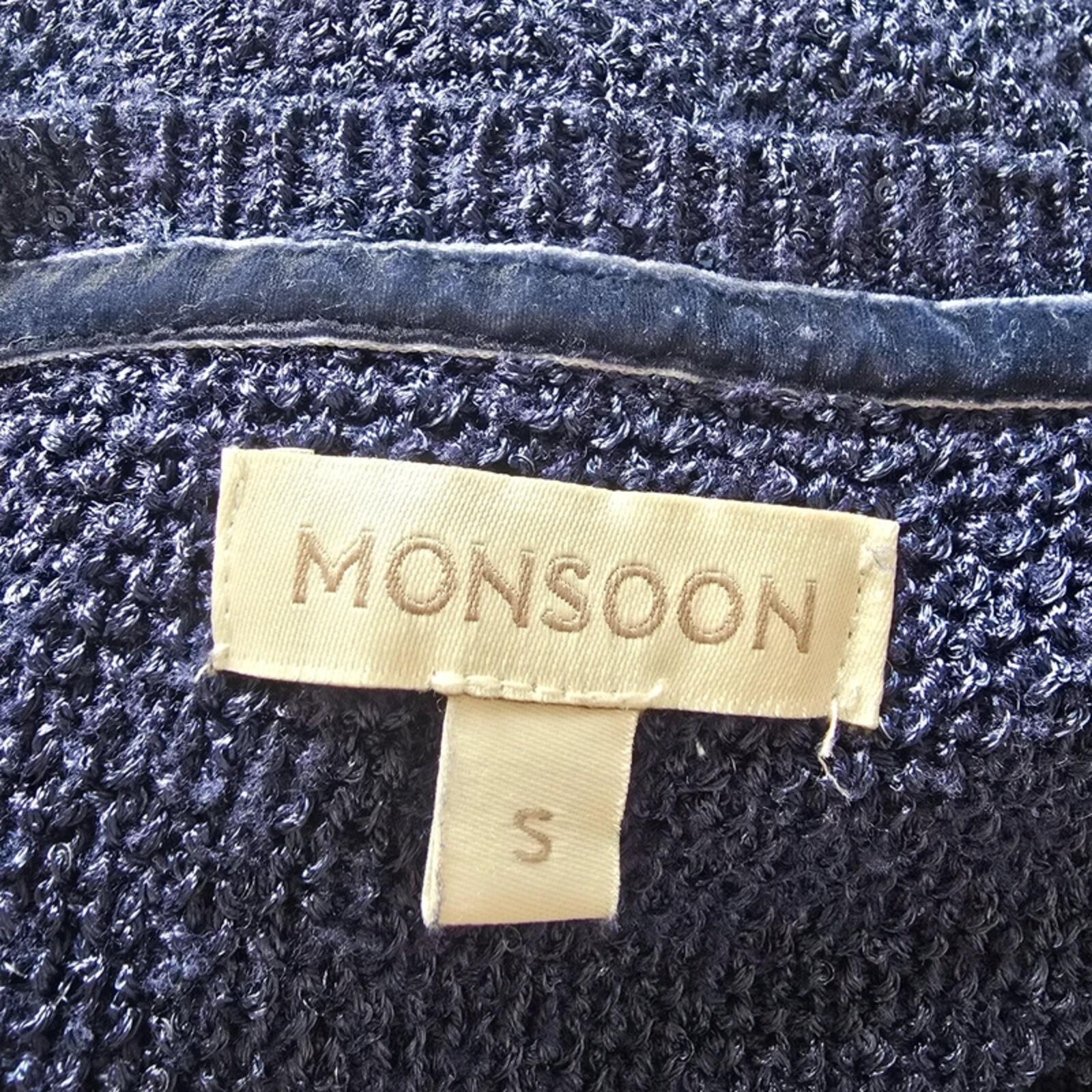 Monsoon Sparkle Knit Jumper Open Back Twist Navy Sequin Size S image 5