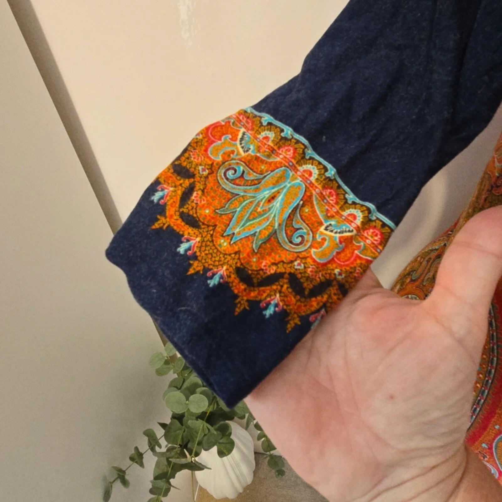 Monsoon Paisley Print Dress Boho Statement Navy Orange 2013 Size 8 image 4