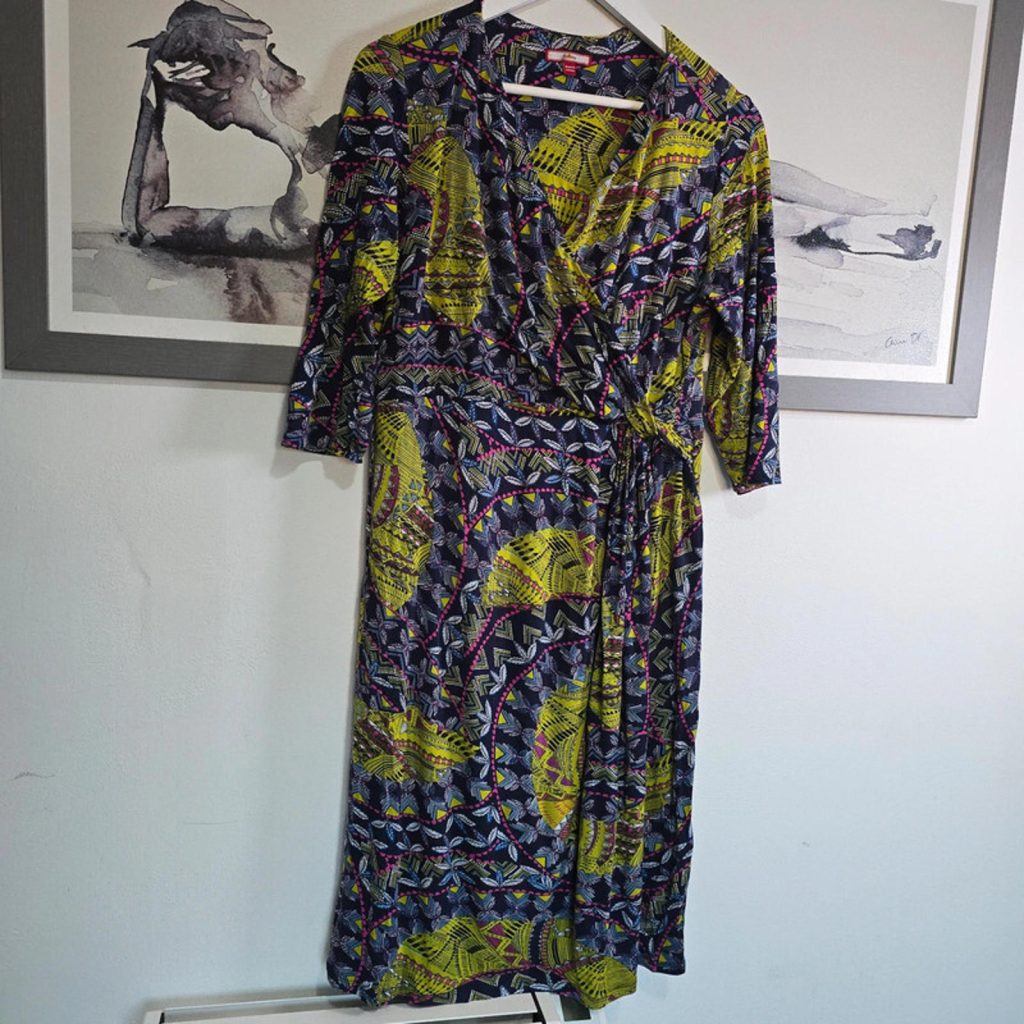 Joe Browns Wrap Dress – Bold Geometric Print – UK 12 (Fits 14)