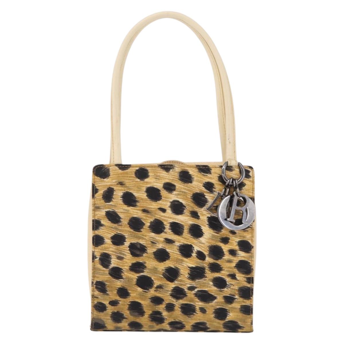 Christian Dior Hand Bag Canvas Beige Silver Auth 205405V image 2
