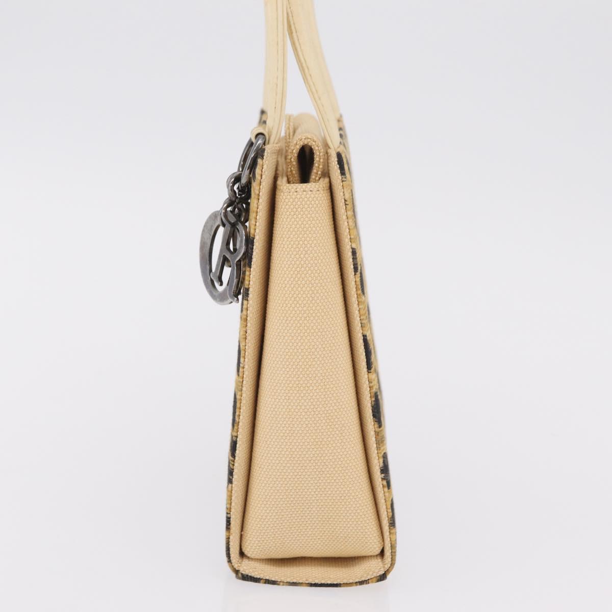 Christian Dior Hand Bag Canvas Beige Silver Auth 205405V image 4