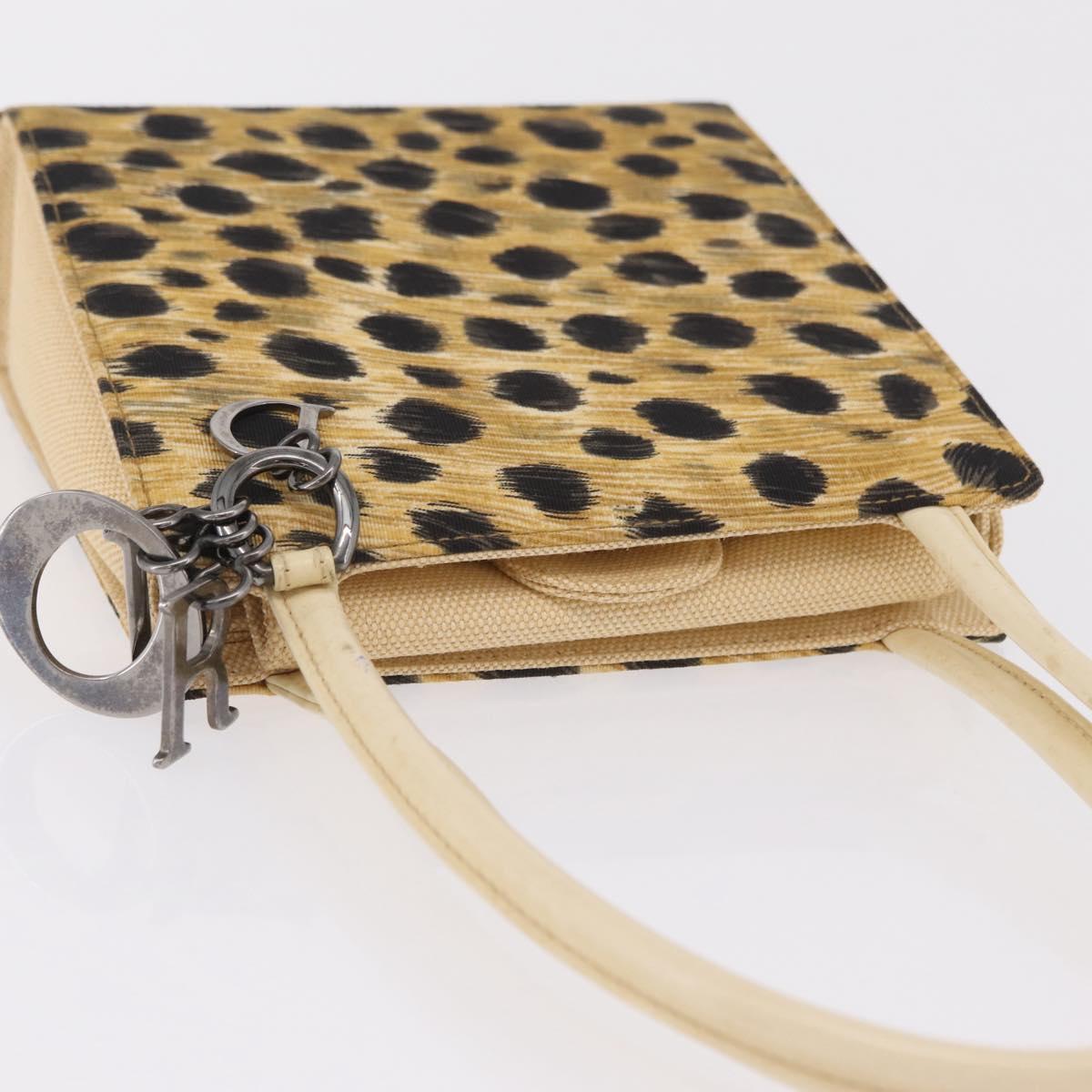 Christian Dior Hand Bag Canvas Beige Silver Auth 205405V image 6