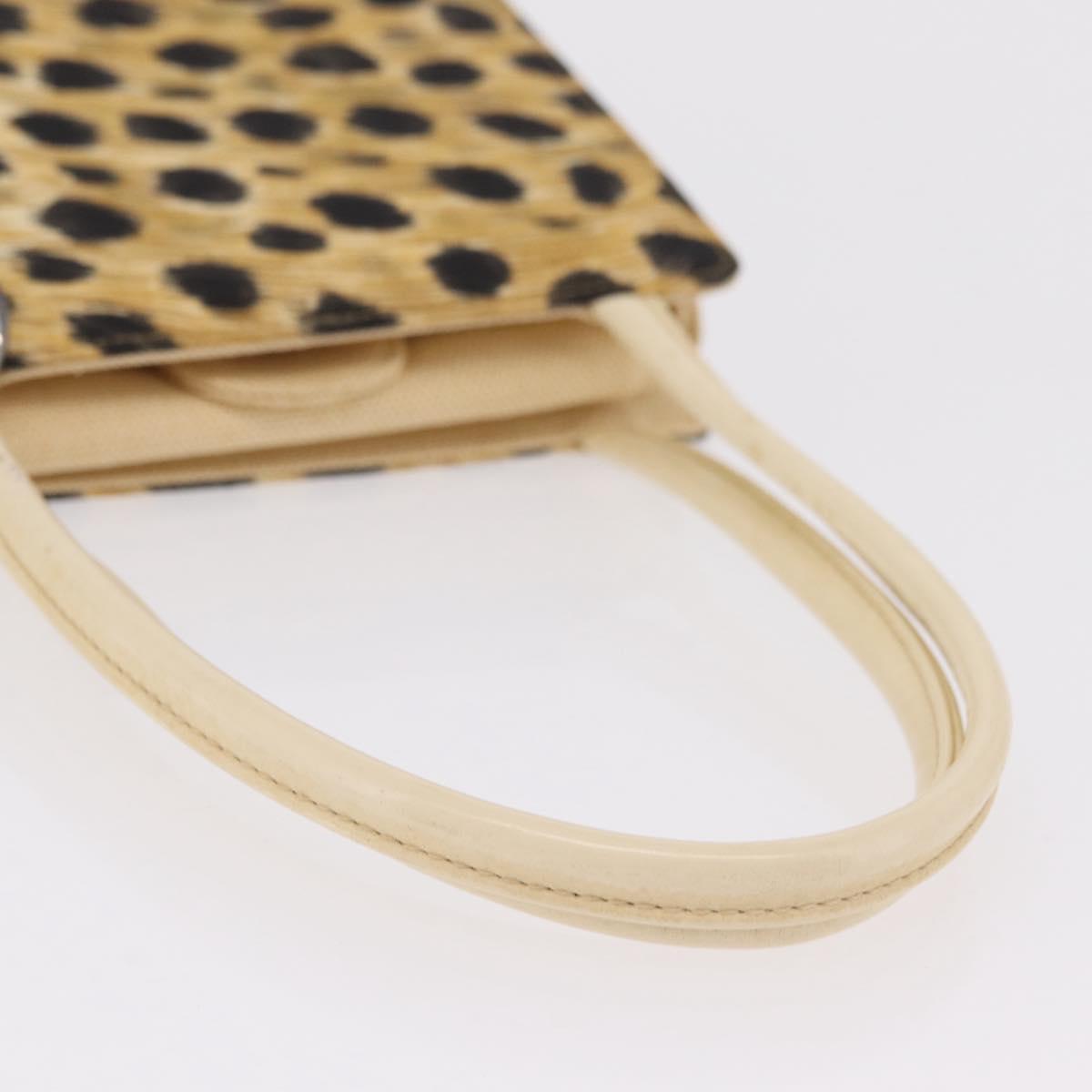 Christian Dior Hand Bag Canvas Beige Silver Auth 205405V image 7