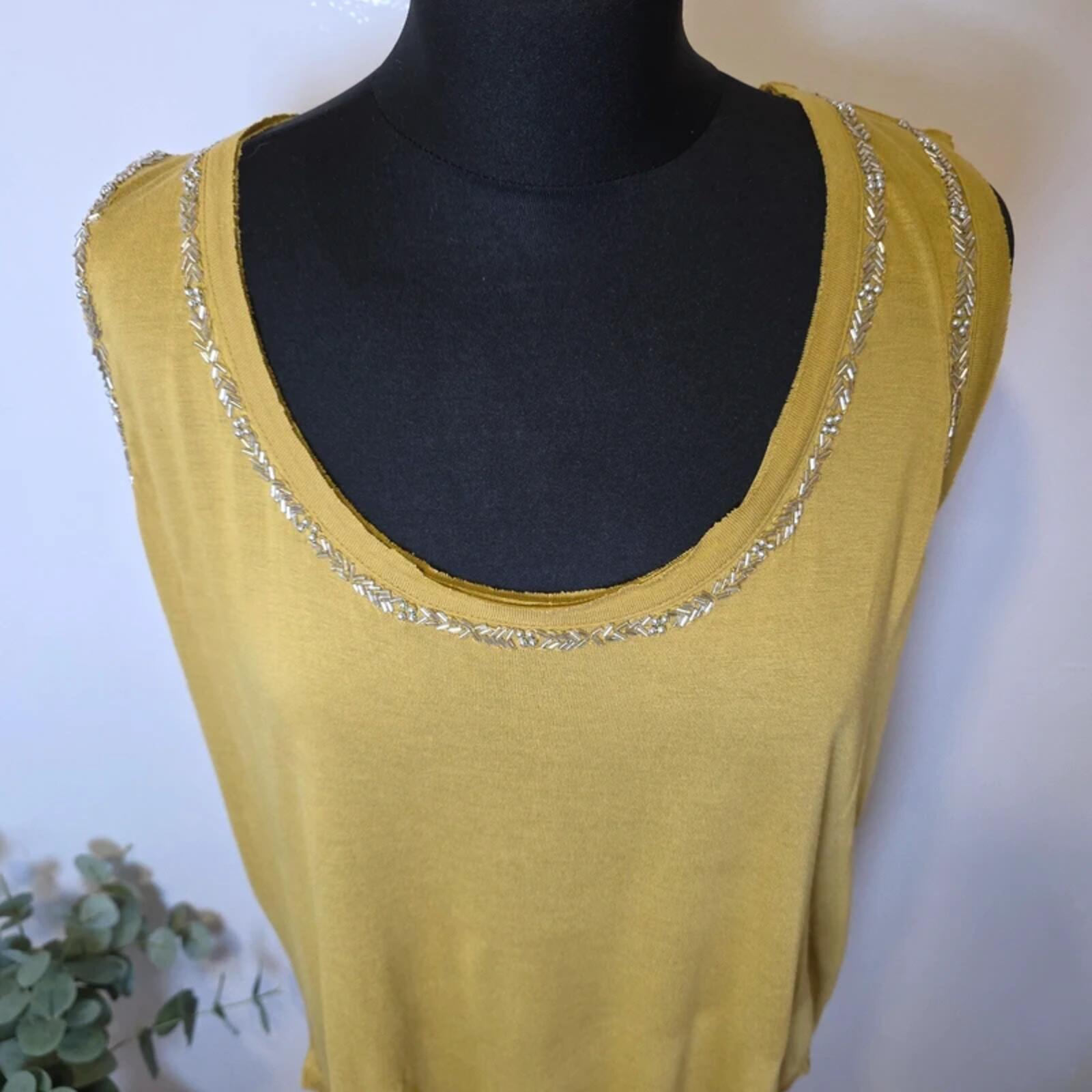 Monsoon NWT Ochre Beaded Vest Top UK 16 100% Viscose Sleeveless Top image 2