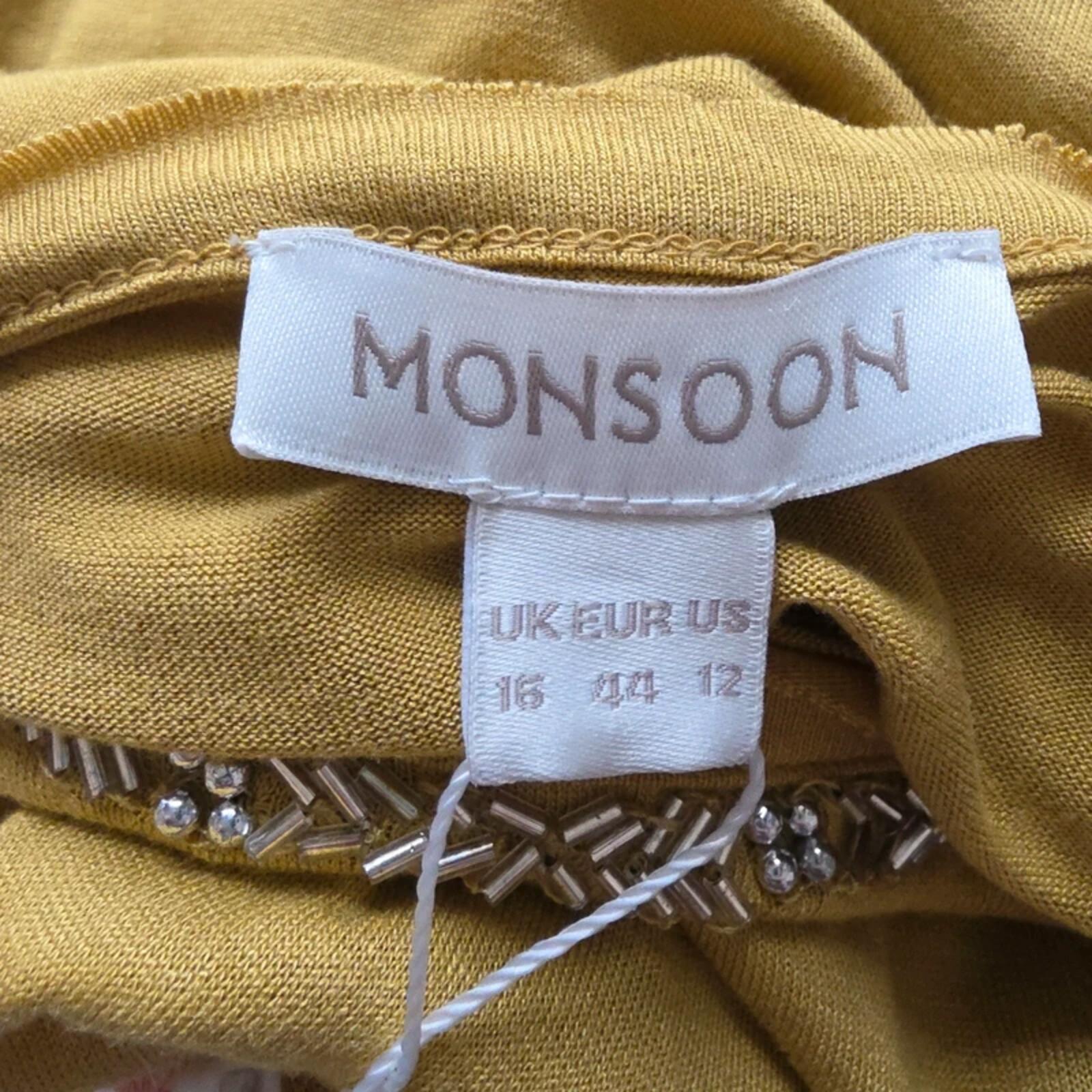 Monsoon NWT Ochre Beaded Vest Top UK 16 100% Viscose Sleeveless Top image 4