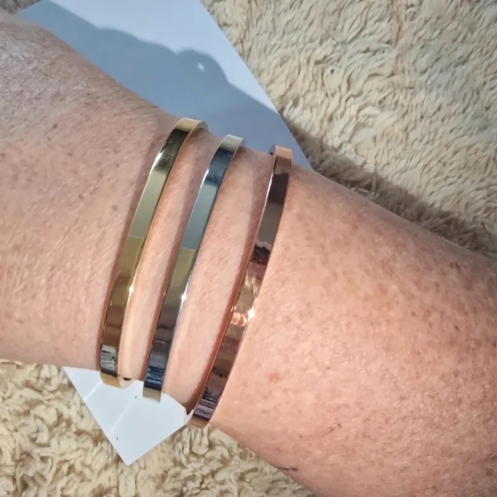 Minimalist Metal Bangle Set Gold Silver Rose Gold Adjustable Bracelets