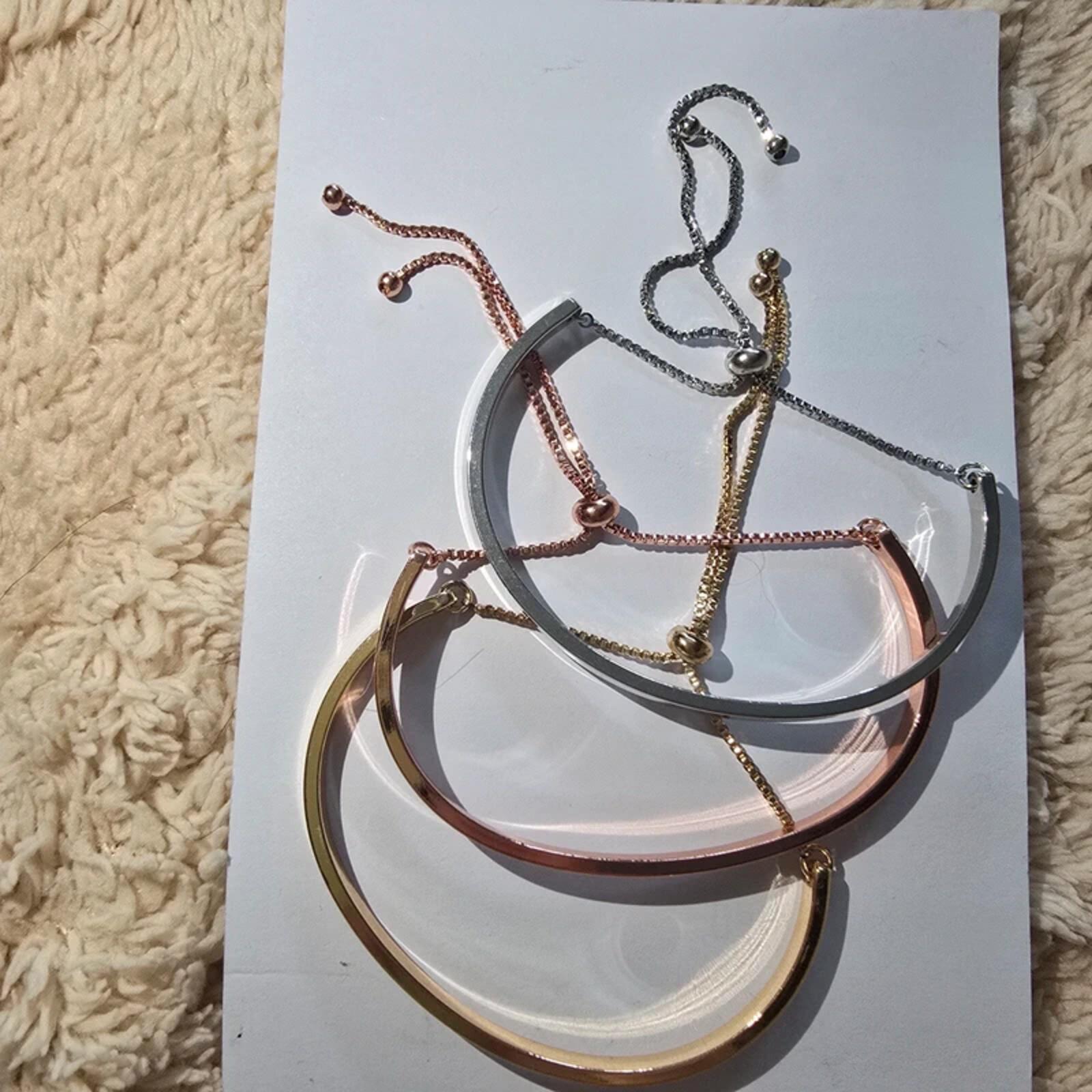 Minimalist Metal Bangle Set Gold Silver Rose Gold Adjustable Bracelets image 3