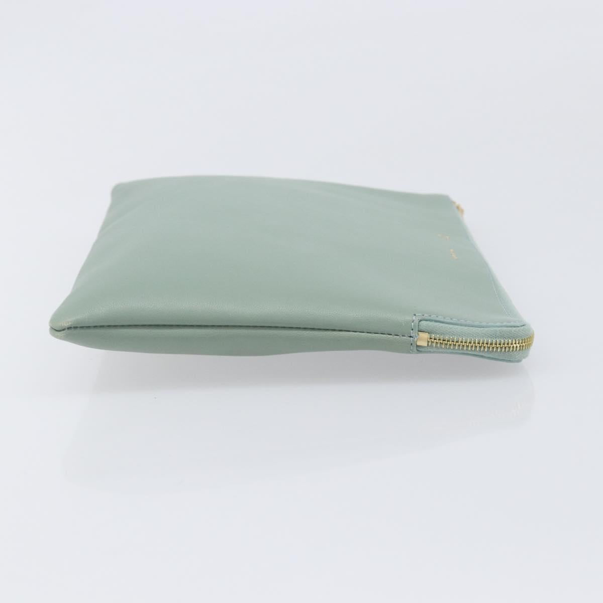 CELINE Clutch Bag Leather Green Gold Auth 205304A image 4