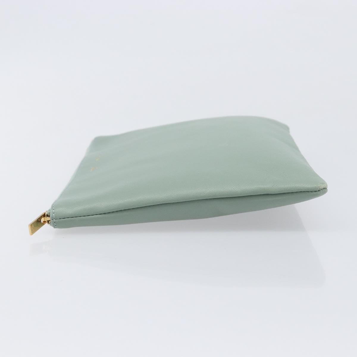 CELINE Clutch Bag Leather Green Gold Auth 205304A image 5