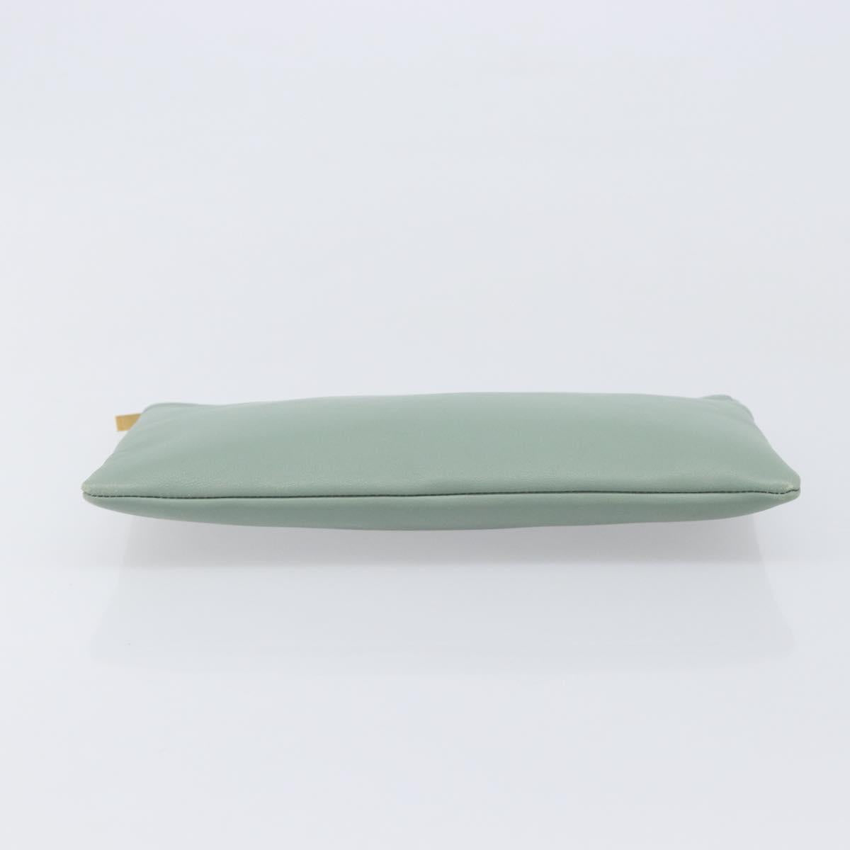 CELINE Clutch Bag Leather Green Gold Auth 205304A image 7