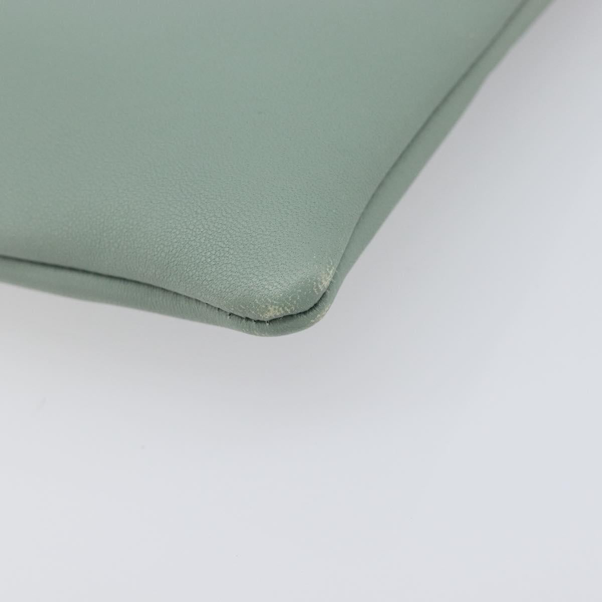 CELINE Clutch Bag Leather Green Gold Auth 205304A image 8