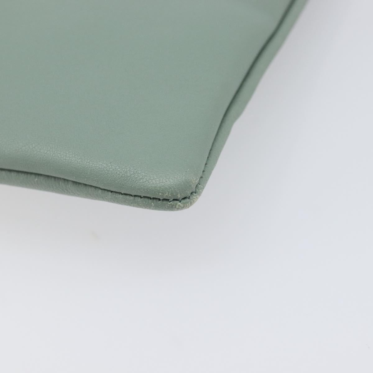 CELINE Clutch Bag Leather Green Gold Auth 205304A image 10