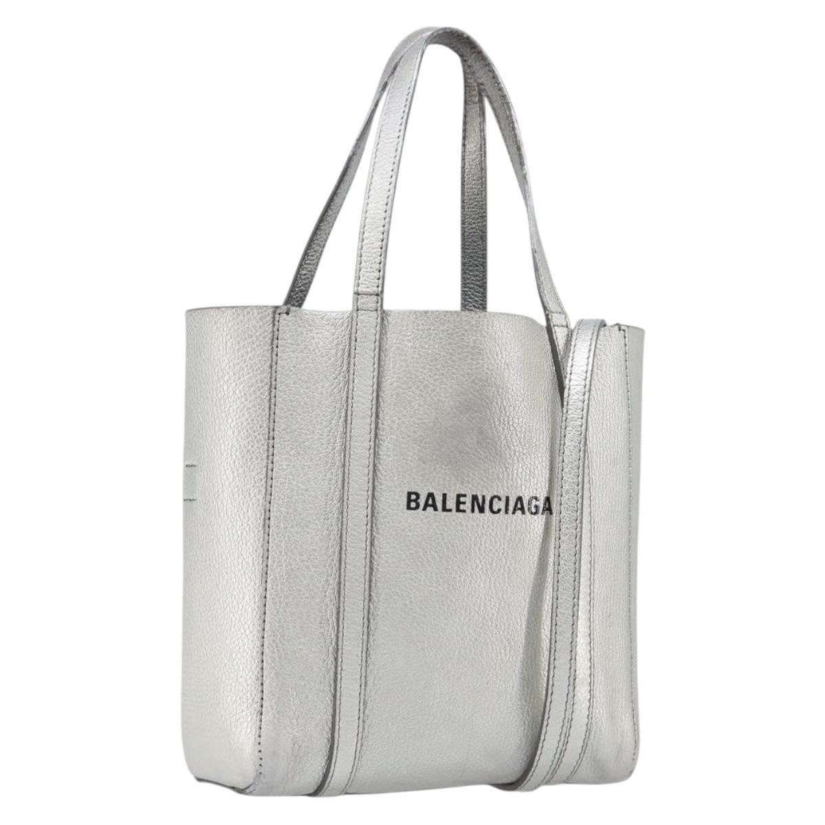 Balenciaga Everyday Tote XXS Bag Leather 2way Silver 551815 Auth bs37460