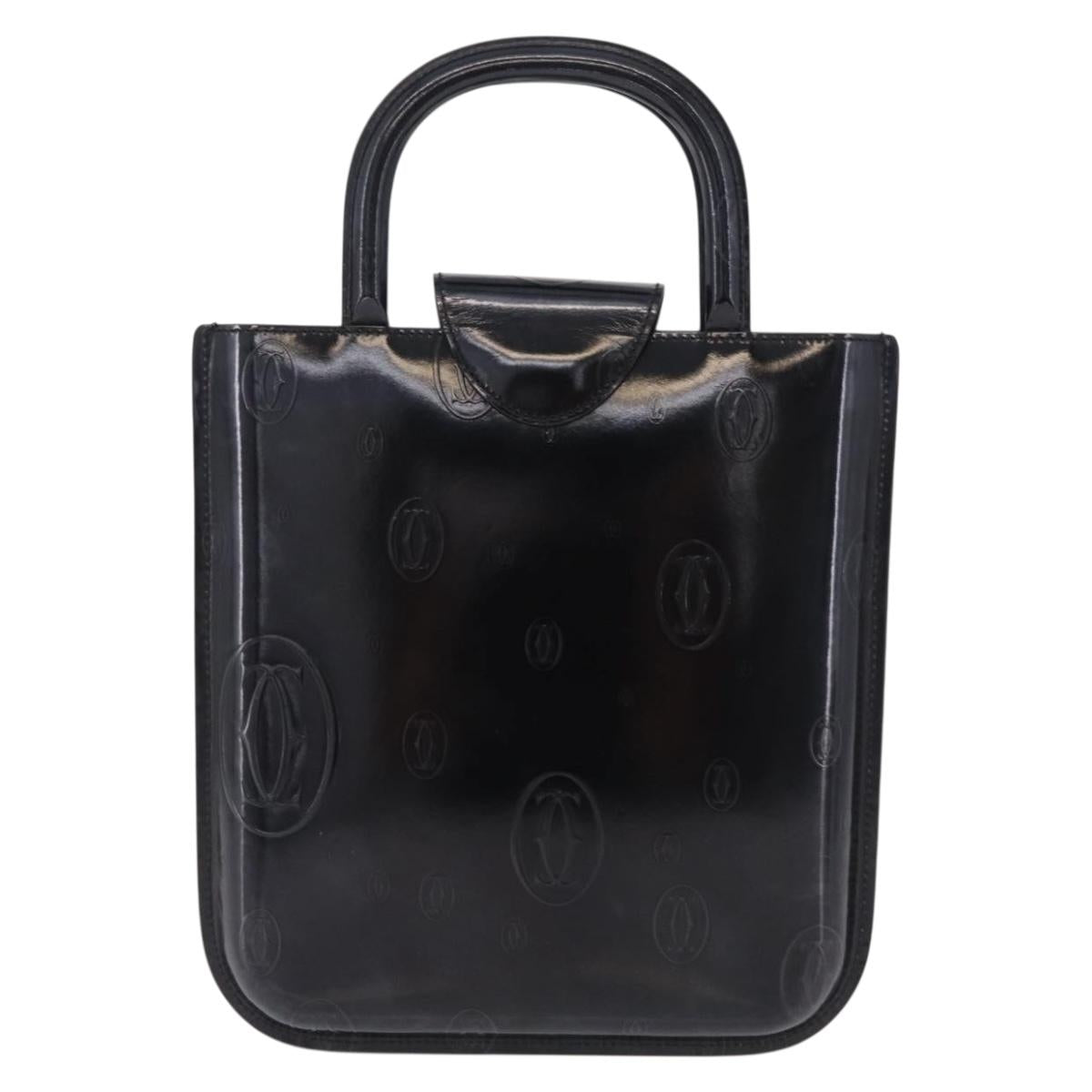 Cartier Hand Bag Patent Black Auth 207546V image 3