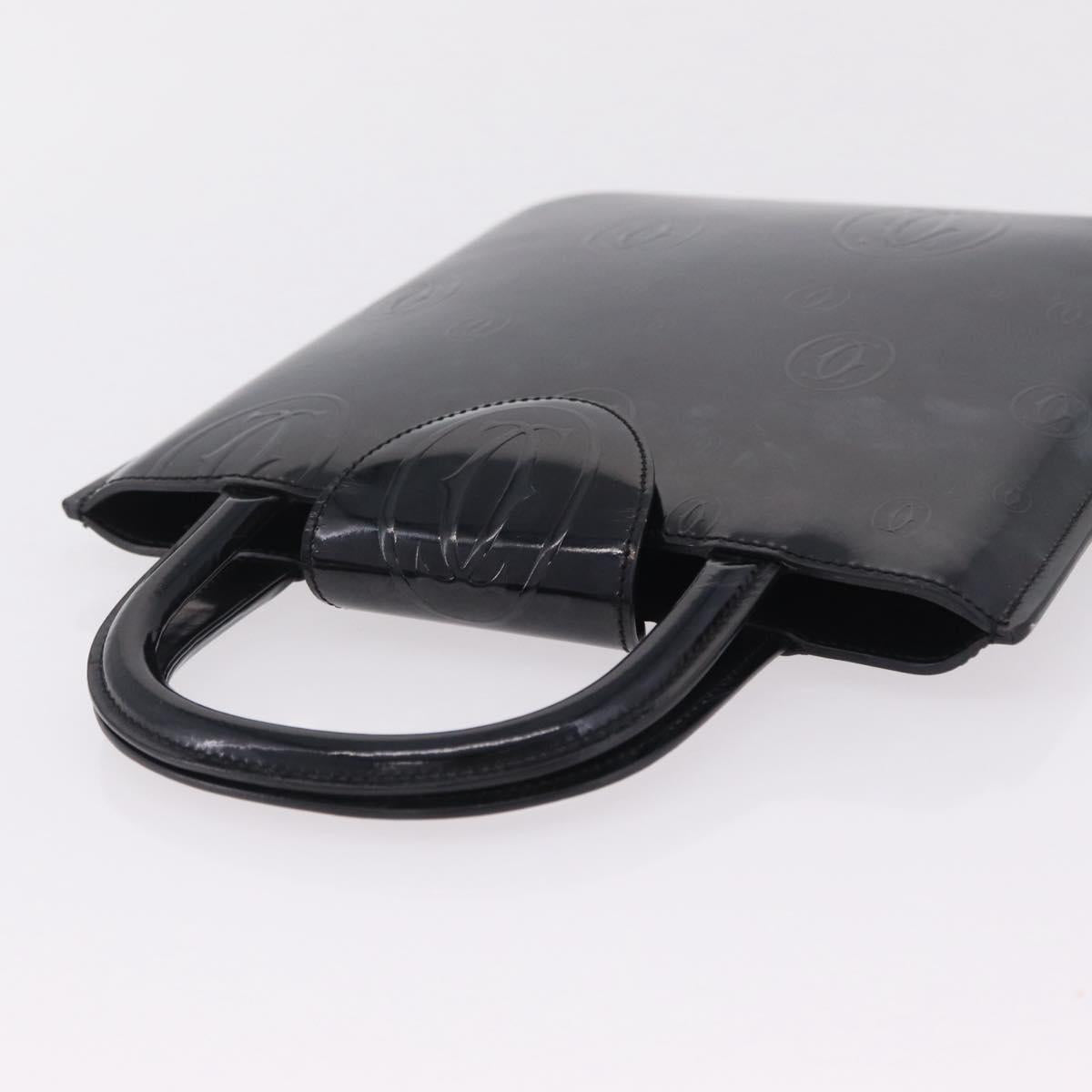 Cartier Hand Bag Patent Black Auth 207546V image 6