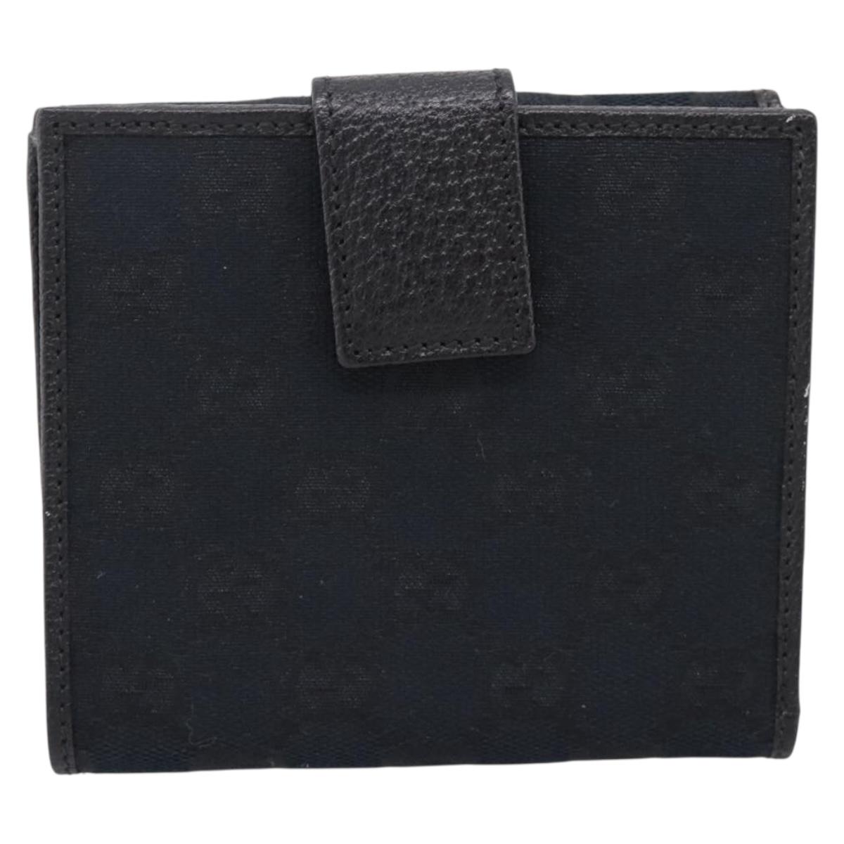 GUCCI GG Canvas Bifold Wallet Black Silver 146195 Auth 205241V image 3