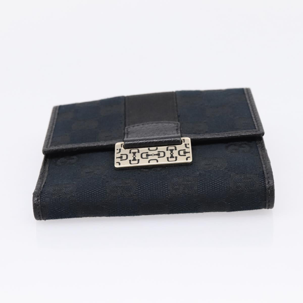GUCCI GG Canvas Bifold Wallet Black Silver 146195 Auth 205241V image 7