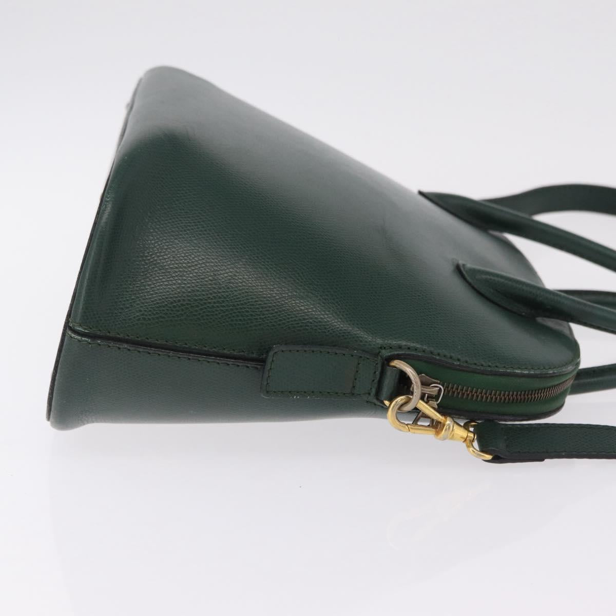 CELINE Hand Bag Leather 2way Green Gold Auth 206449A image 4