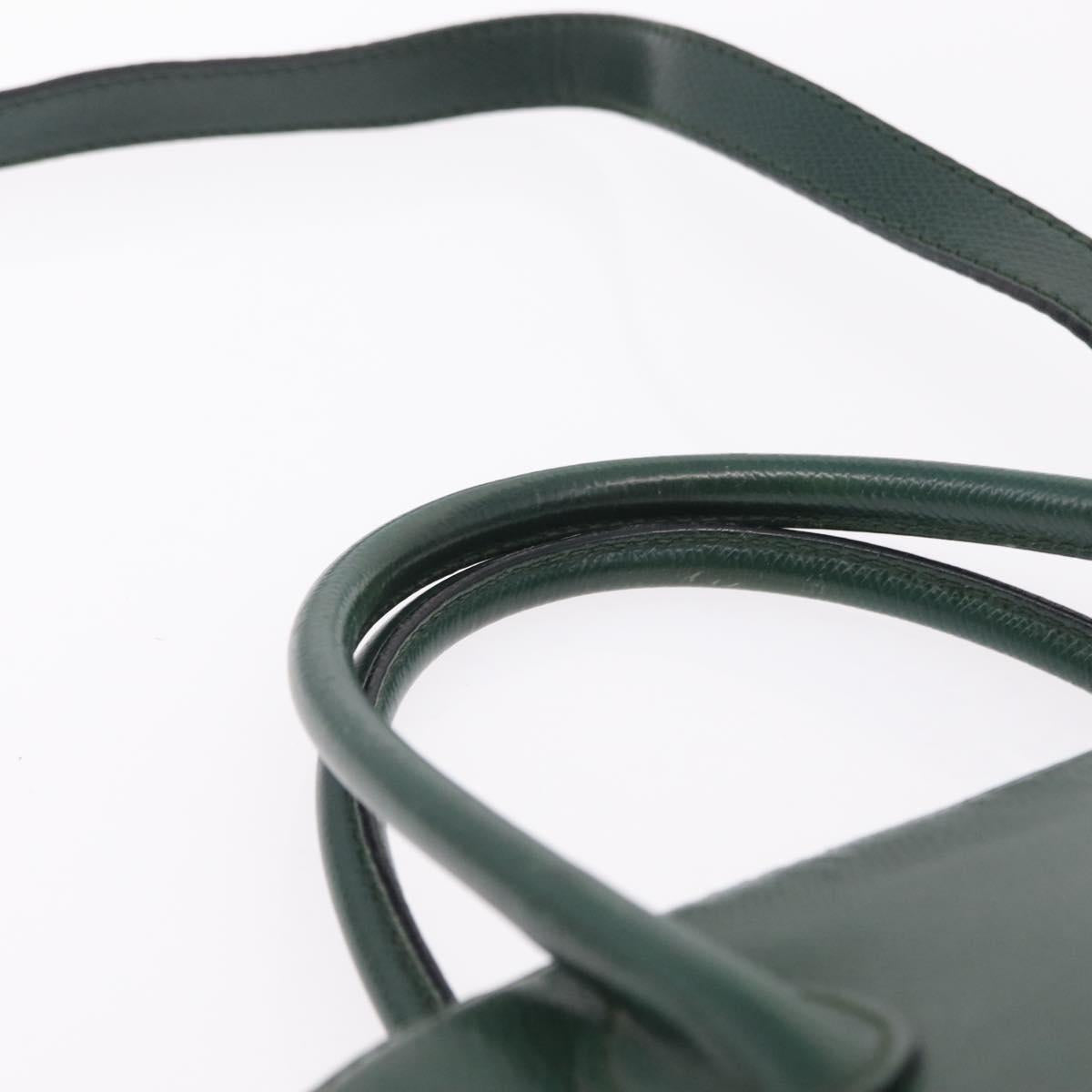 CELINE Hand Bag Leather 2way Green Gold Auth 206449A image 8