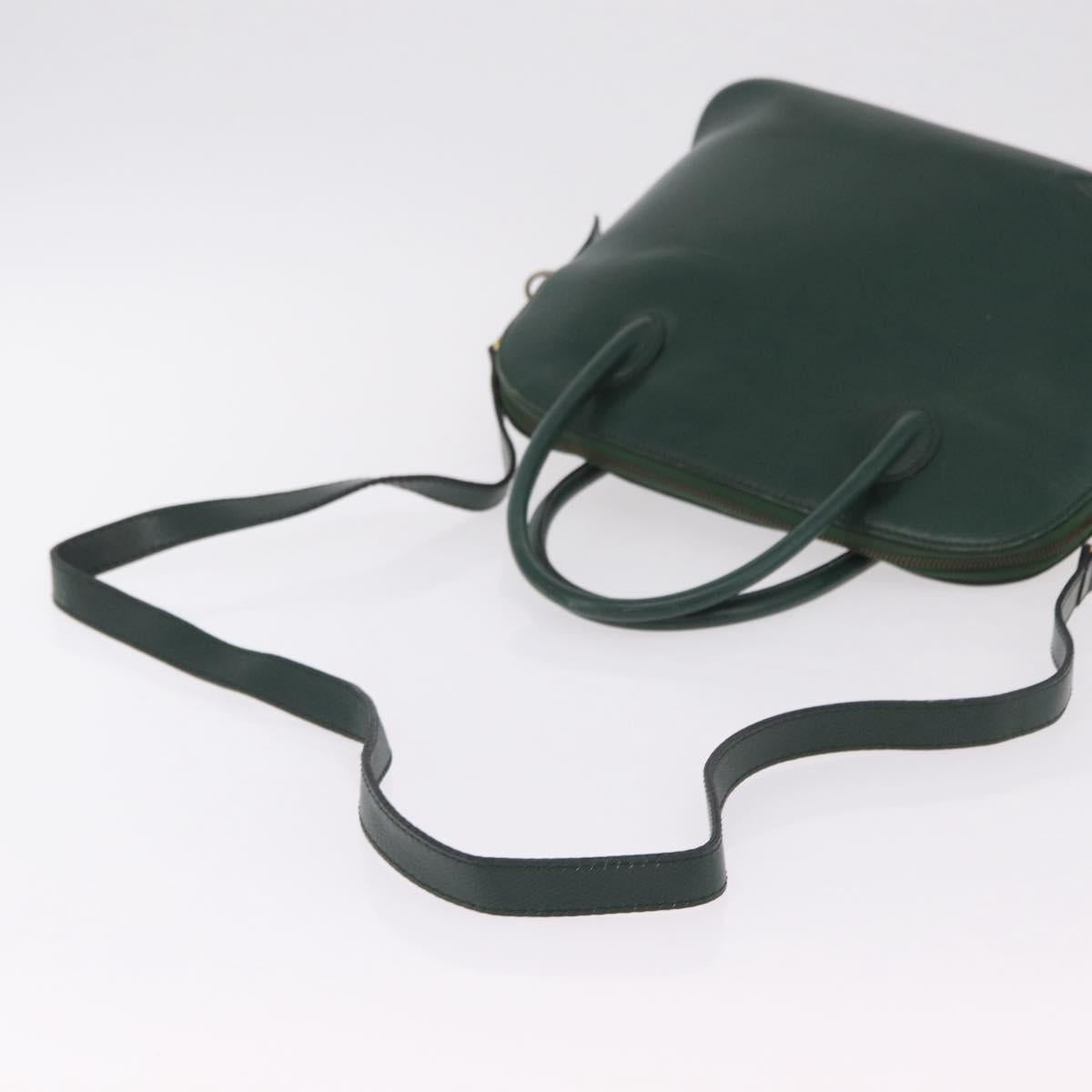 CELINE Hand Bag Leather 2way Green Gold Auth 206449A image 9