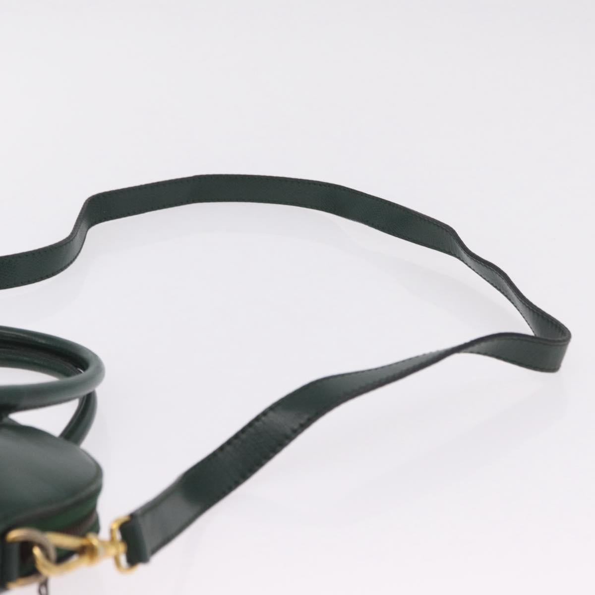CELINE Hand Bag Leather 2way Green Gold Auth 206449A image 10