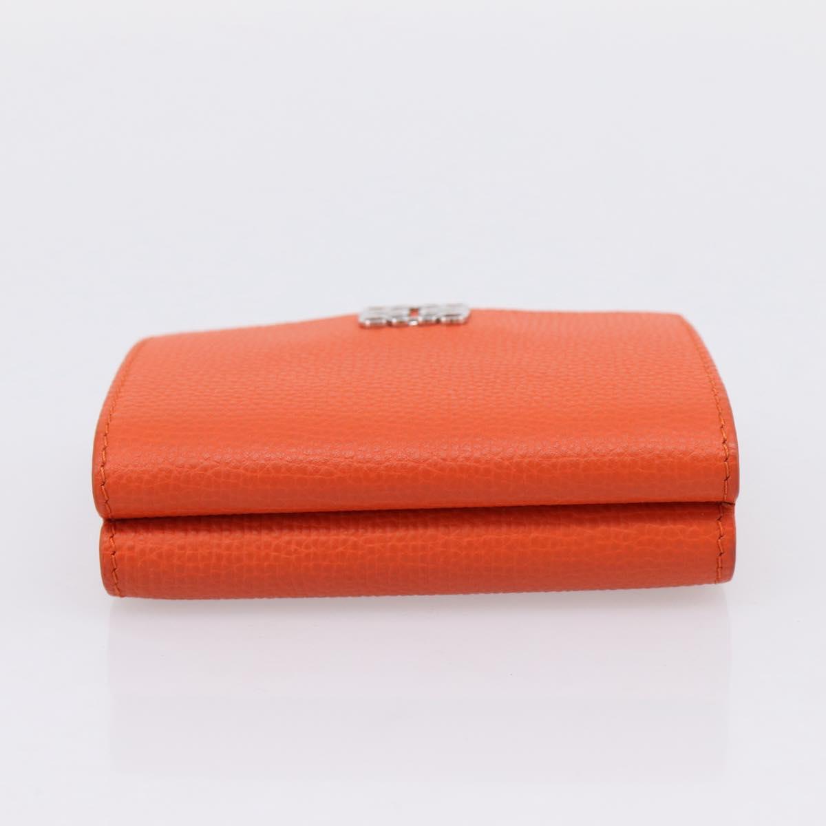 LOEWE Compact Wallet Leather Orange Silver Auth 207651V image 5