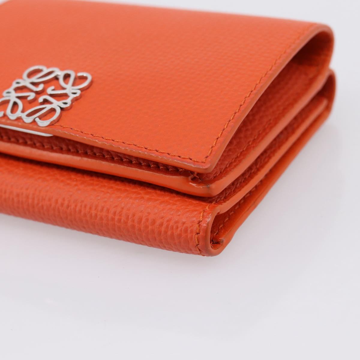 LOEWE Compact Wallet Leather Orange Silver Auth 207651V image 7