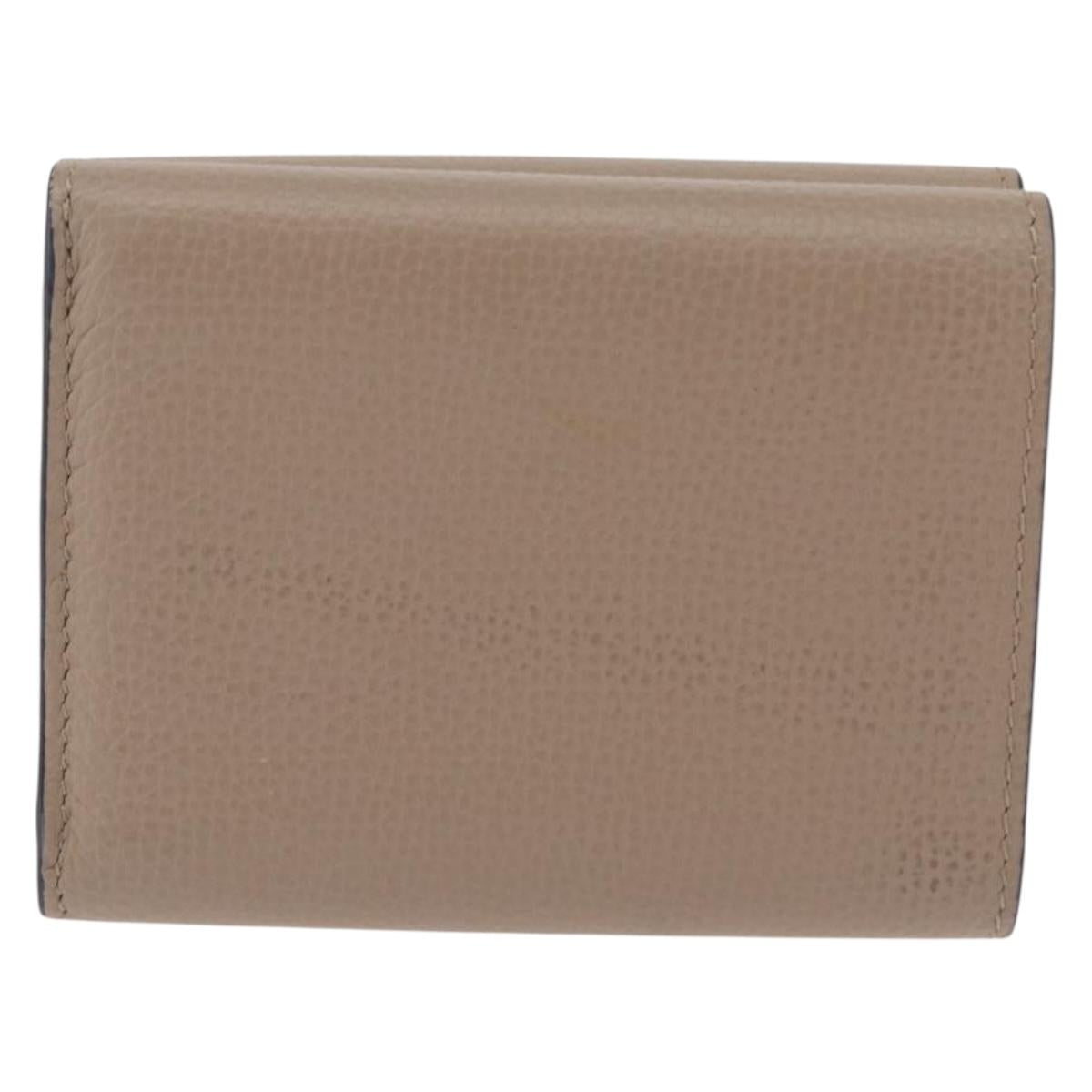 LOEWE Anagram Trifold Wallet Leather Beige Silver Auth 205328M image 3